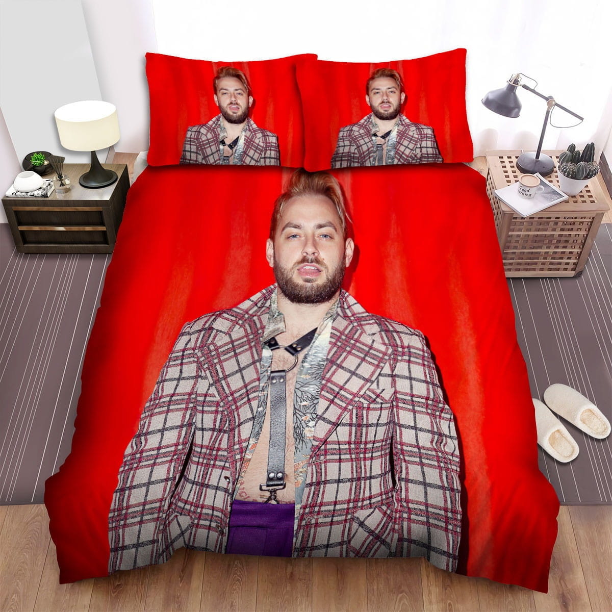 Tyler Carter Red Background Decorative Bedding Sets with Duvet Cover Flatsheet Pillowcases