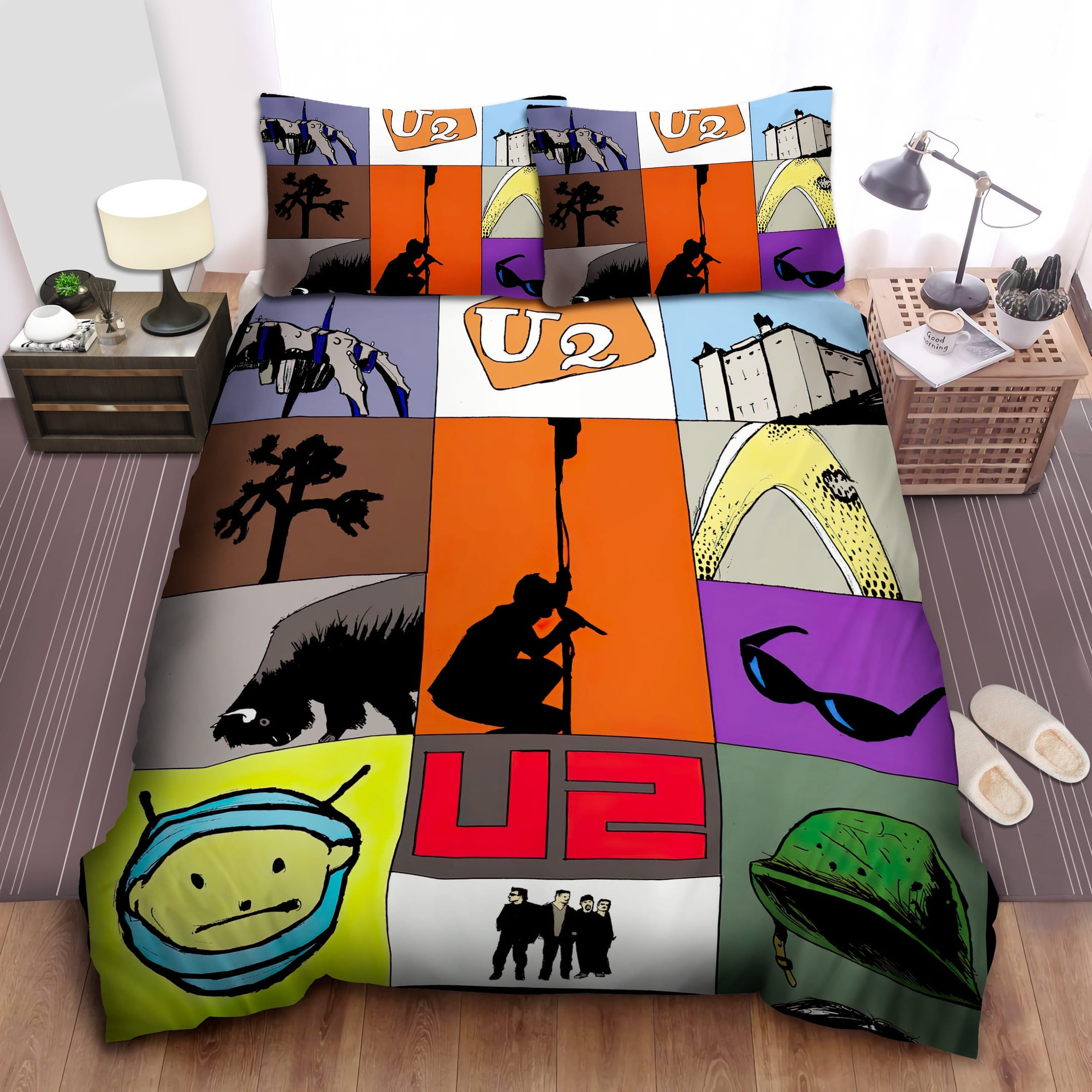 U2 All In One Image Bedding Set Duvet Cover Gift For Christmas Birthday Thanksgiving