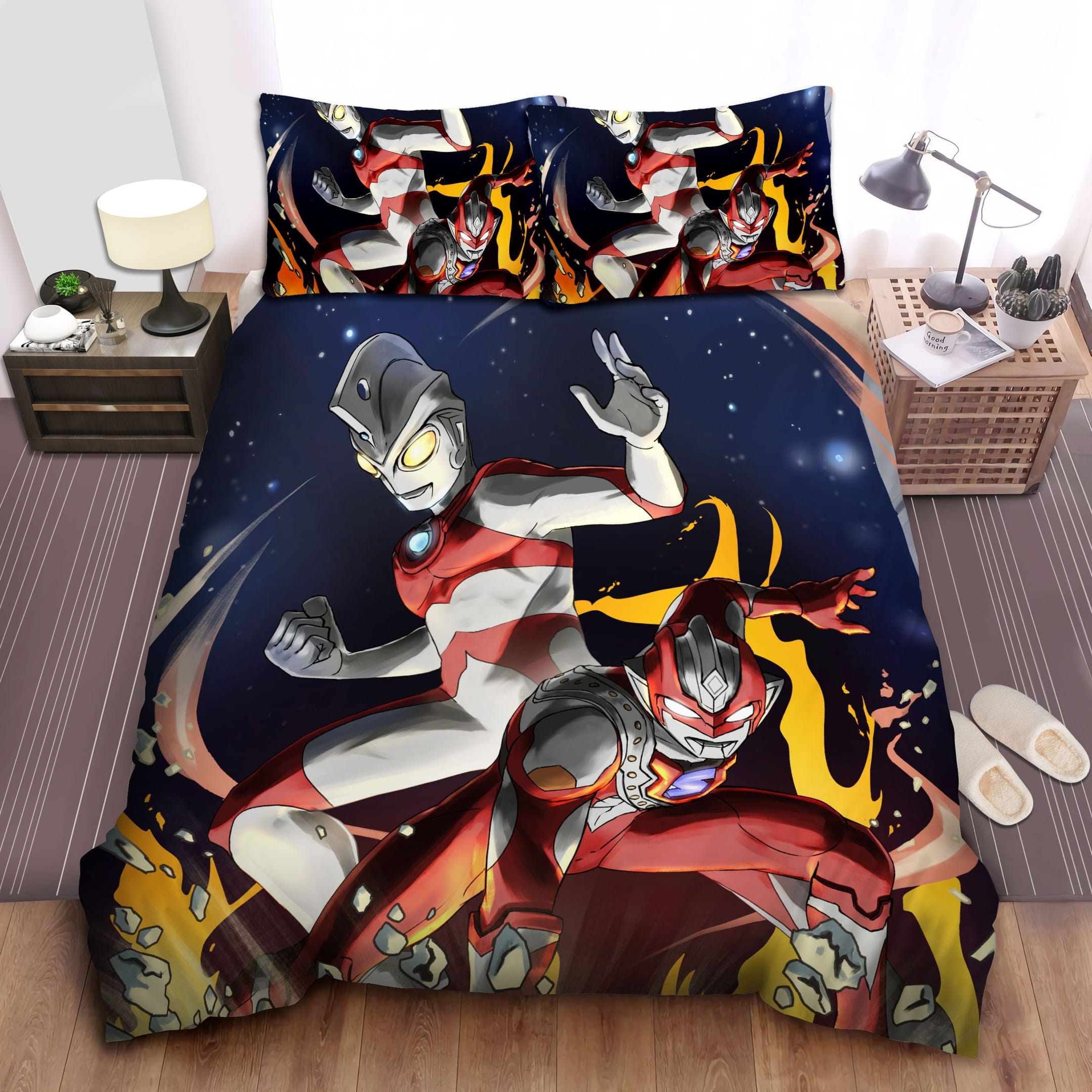 Ultraman Smashing Bedding Sets Duvet Cover Flatsheet Gift For Wife Husband Besties