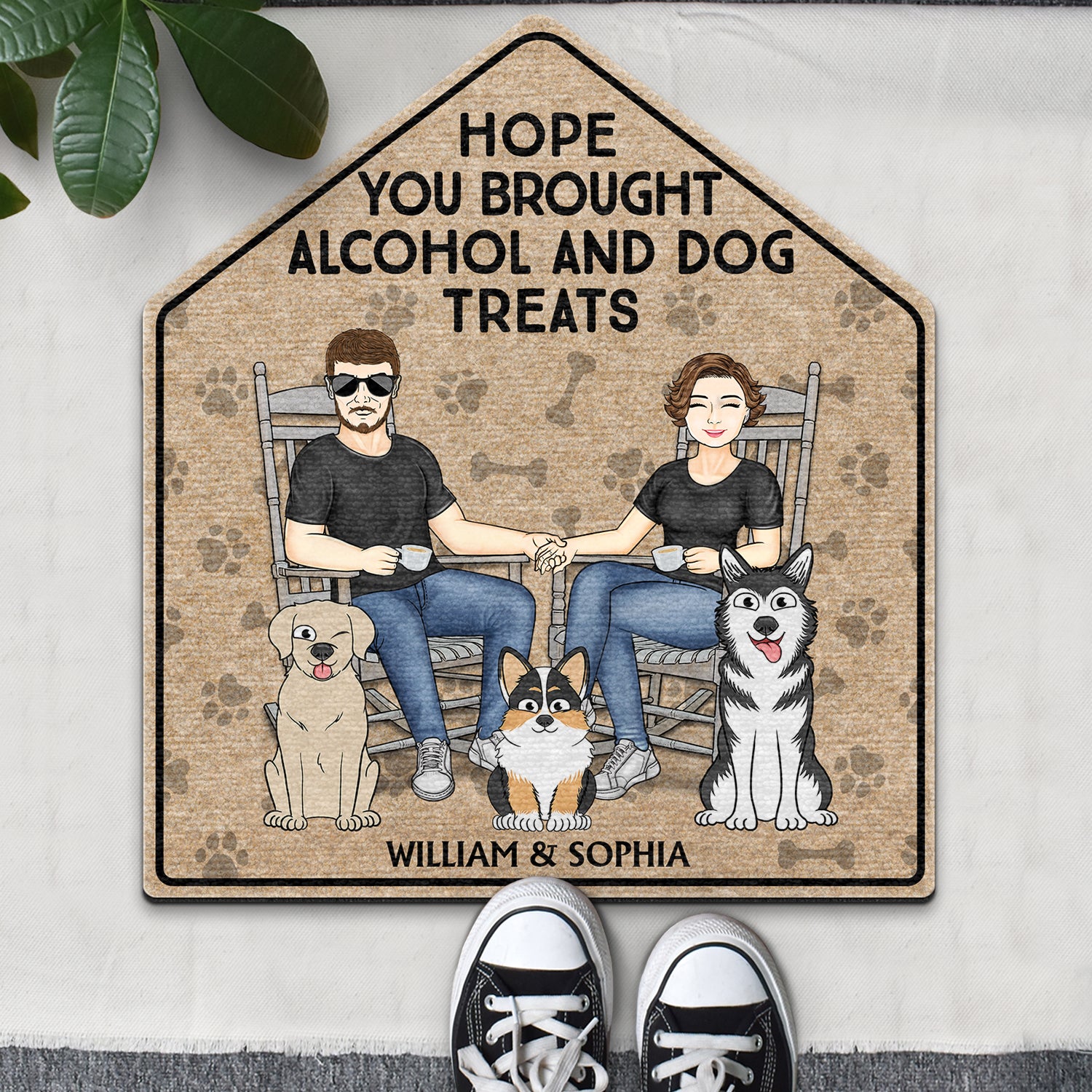 Hope You Brought Alcohol And Dog Cat Treats Gift For Couples, Pet Lovers And Family Custom Shaped Doormat
