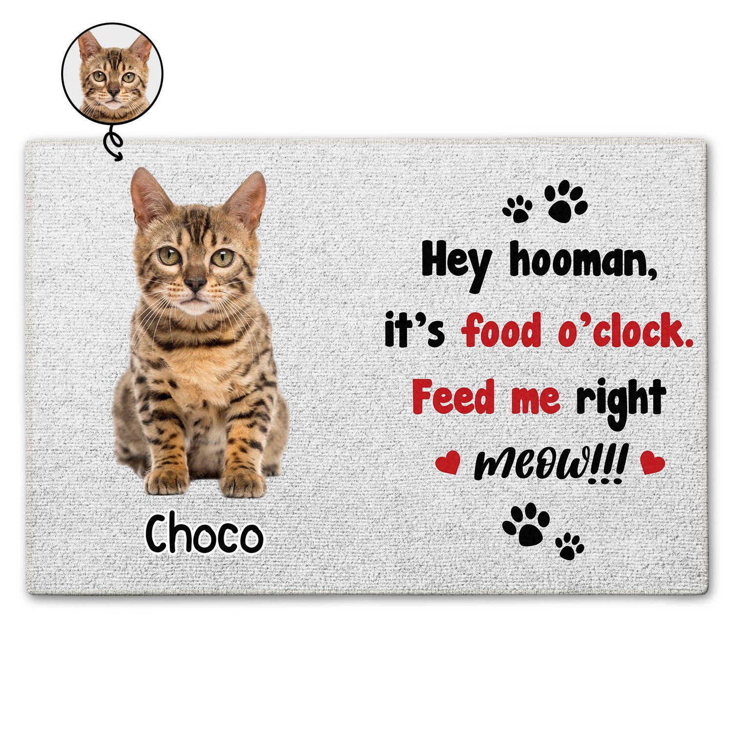 Custom Photo Feed Us Right Meow Gift For Cat Lovers Doormat