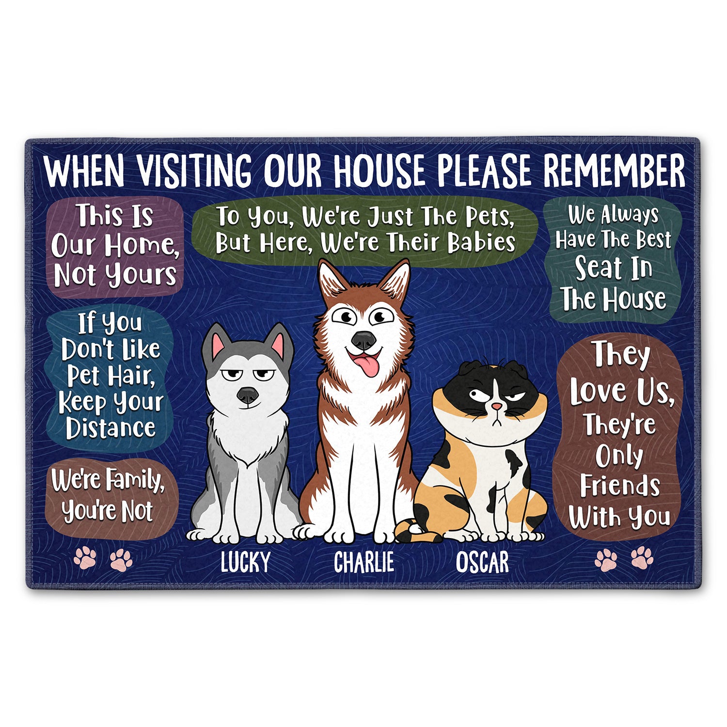 Remember When Visiting Our House, Dog, Cat Birthday, Home Warming, Decor Gift For Pet Lover Doormat