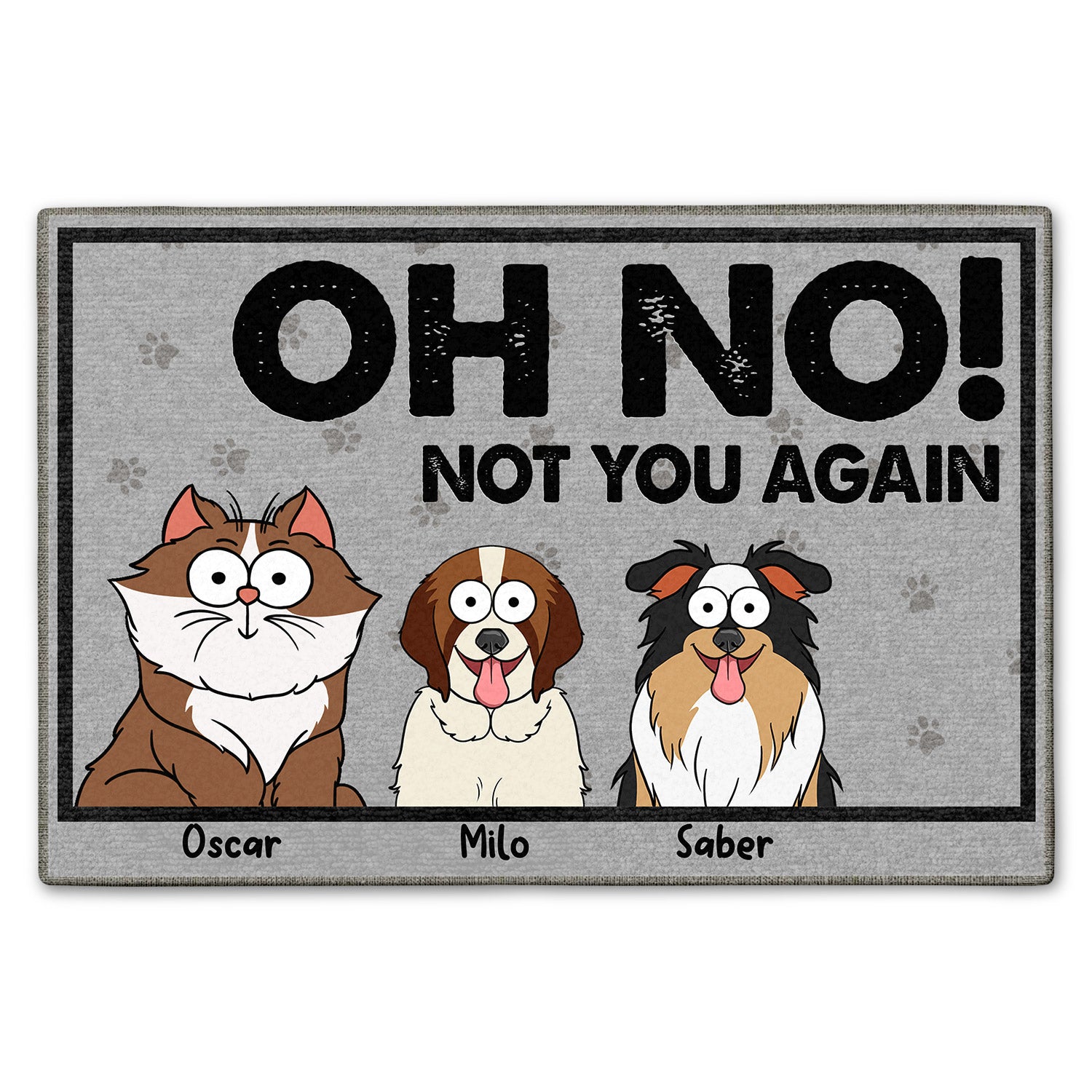 Oh No Not You Again Birthday, Funny Gift, Decor Item For Dog Lover, Cat Lover, Pet Owner Doormat