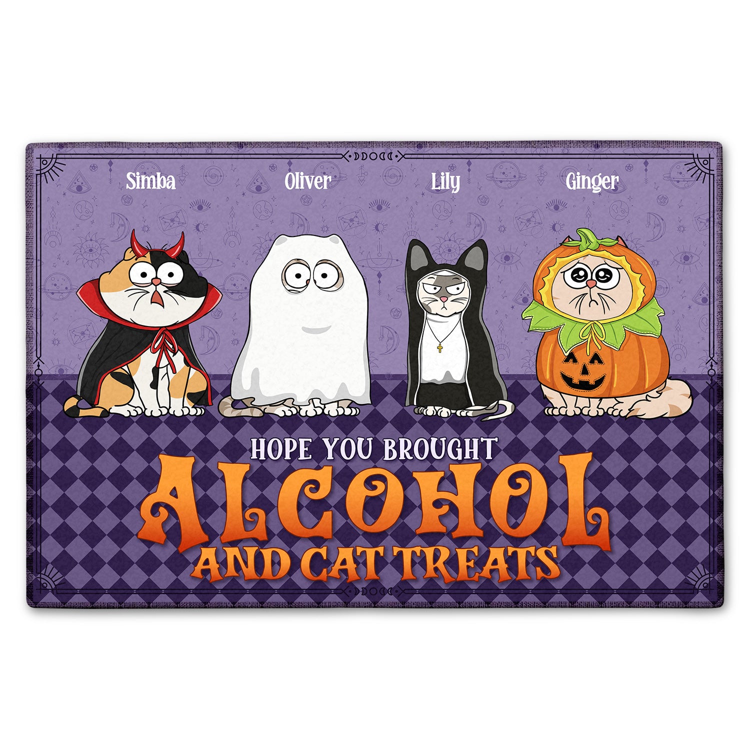 Hope You Brought Alcohol And Cat Treats Halloween Gift For Cat Lovers Cat Owners Doormat