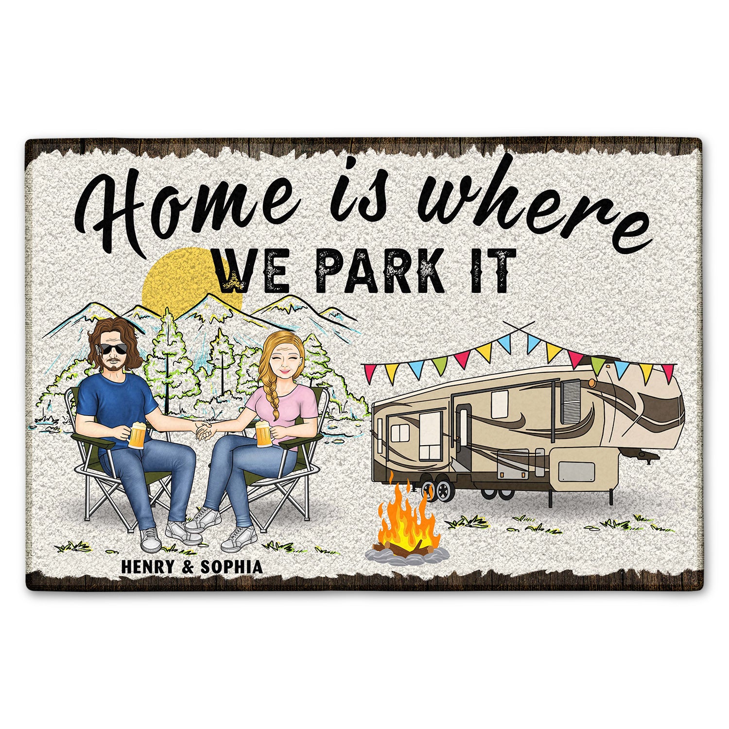 Home Is Where We Park It Family Gift For Couple Doormat
