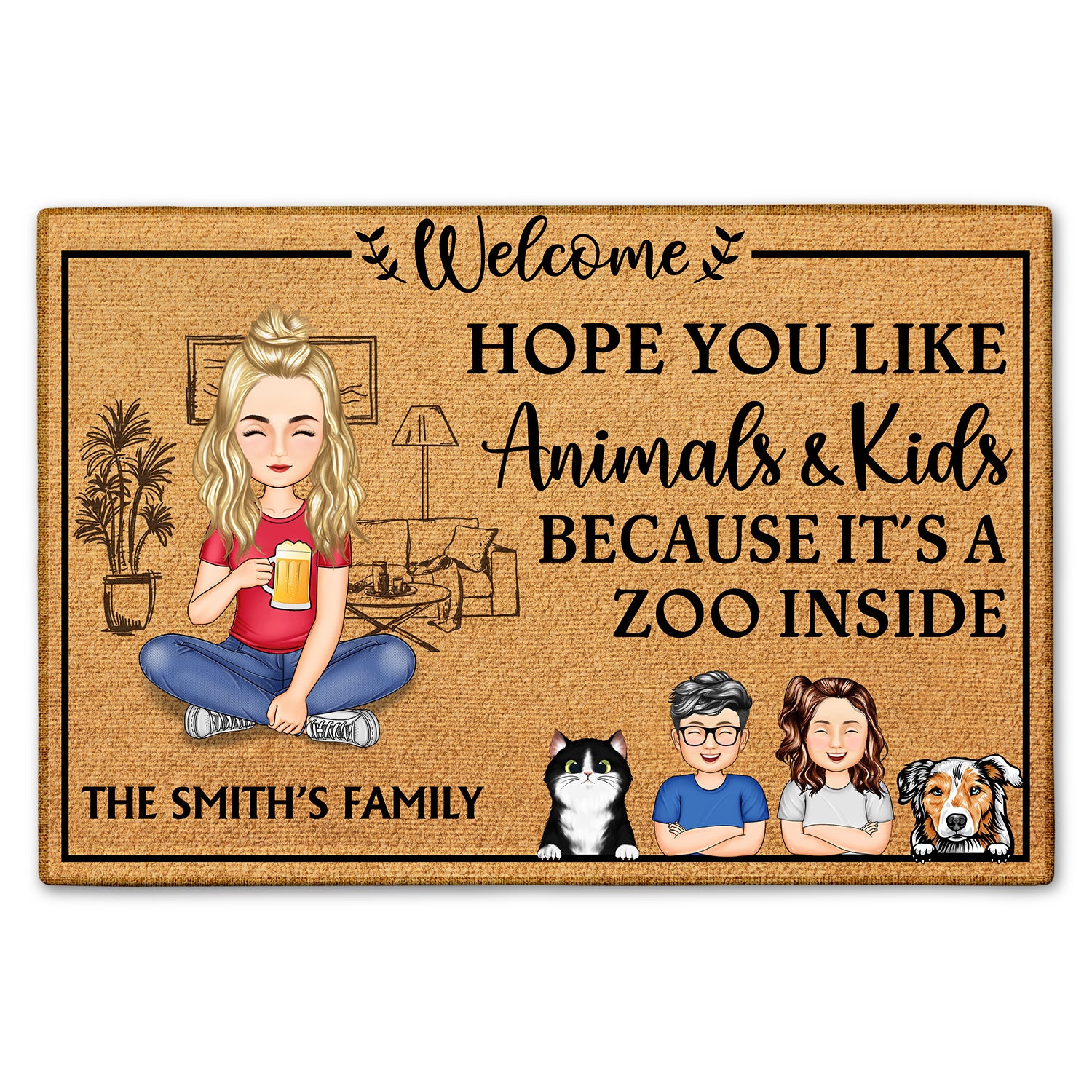 Hope You Like Animals And Kids Home Decor Gift For Single Mom, Dad, Pet Lovers Doormat