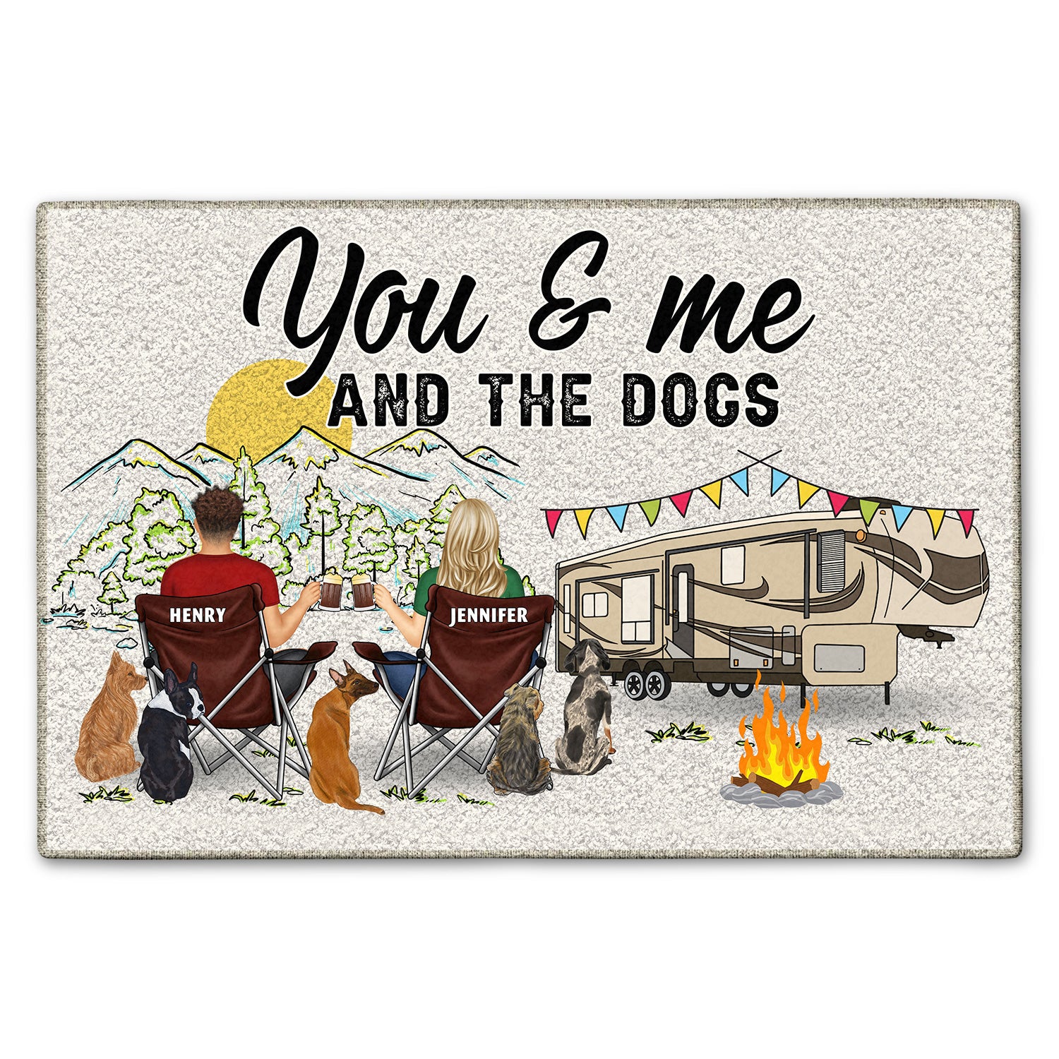 Home Is Where We Park It You And Me And The Dogs Gift For Camping Lovers Doormat