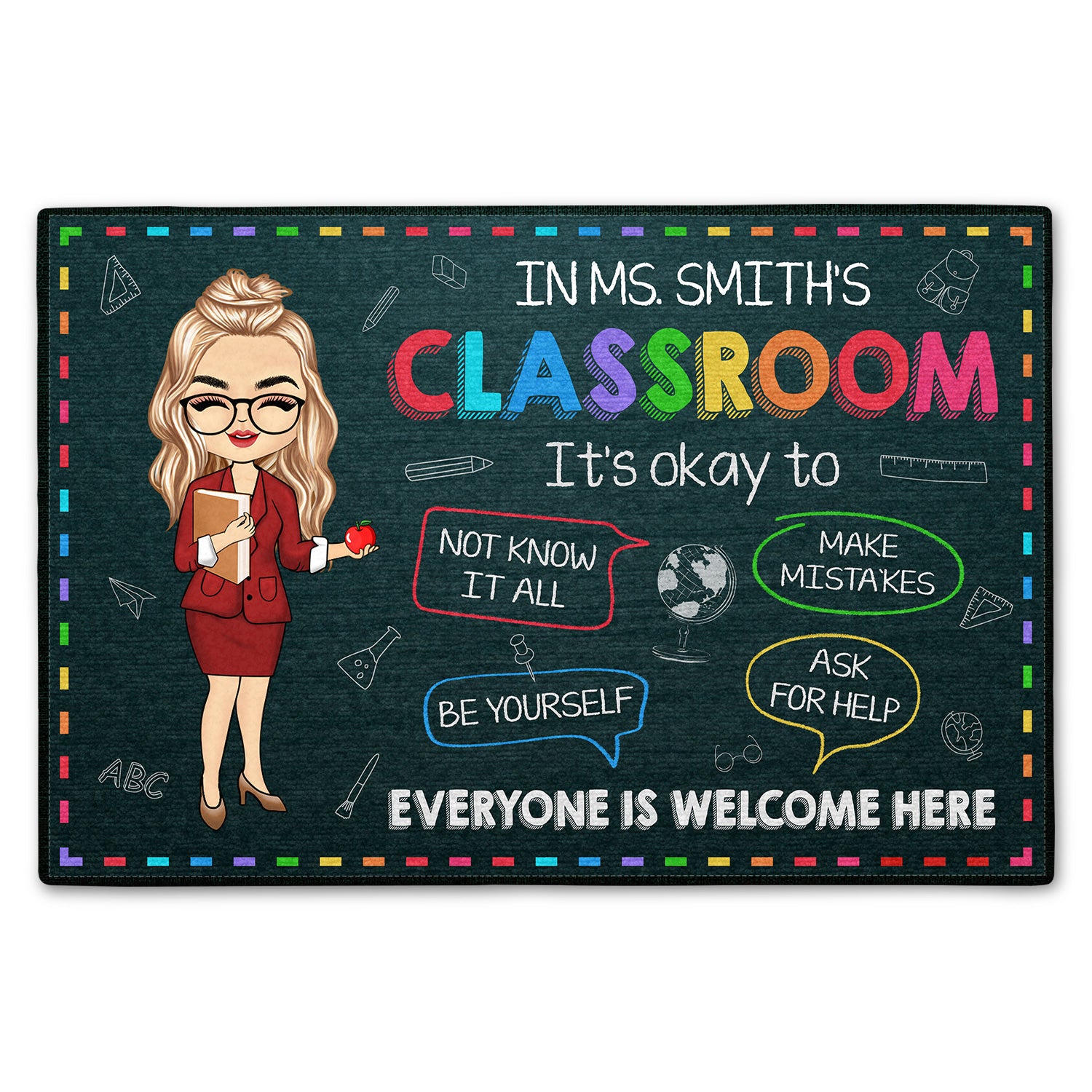 In This Classroom It'S Okay To Gift For Teacher Doormat