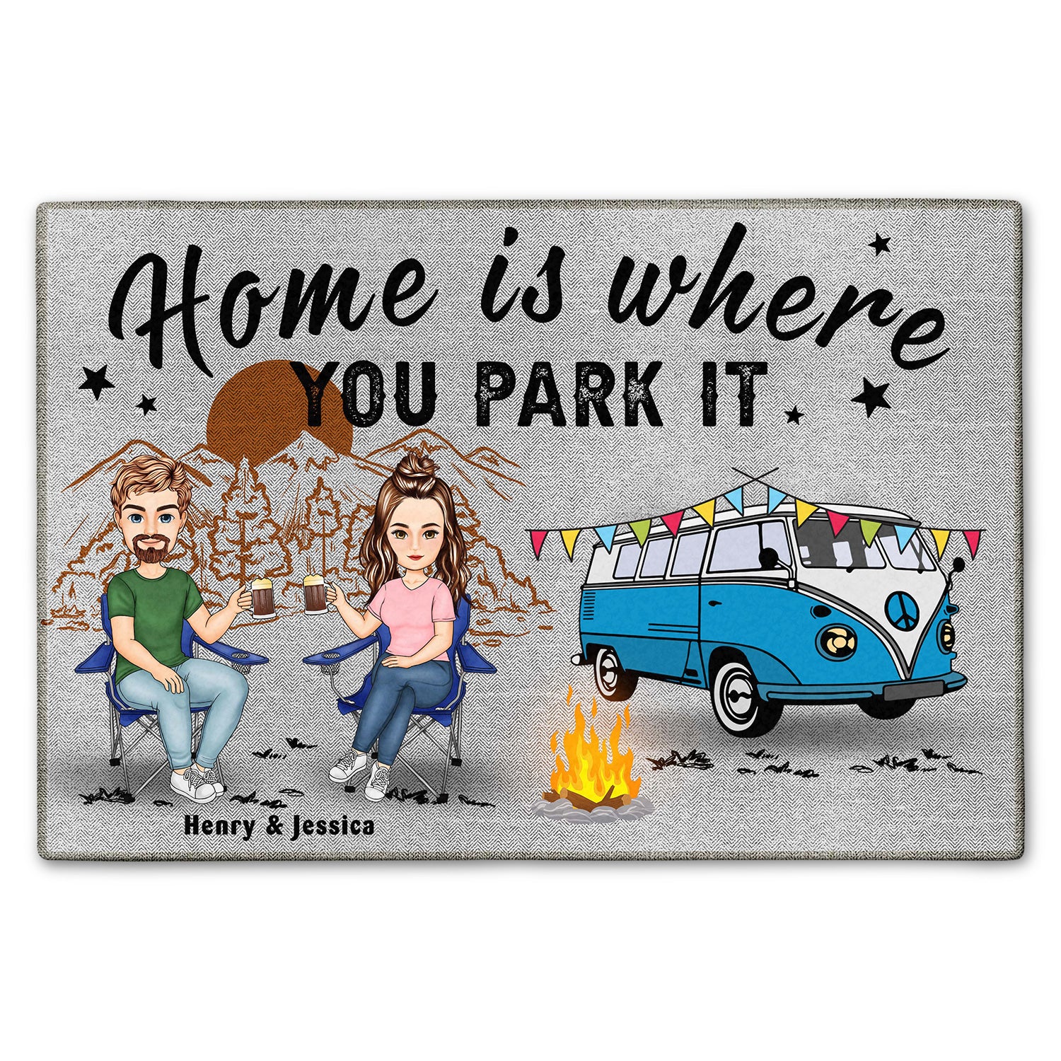 Making Memories One Campsite At A Time Cartoon Gift For Camping Couples Doormat