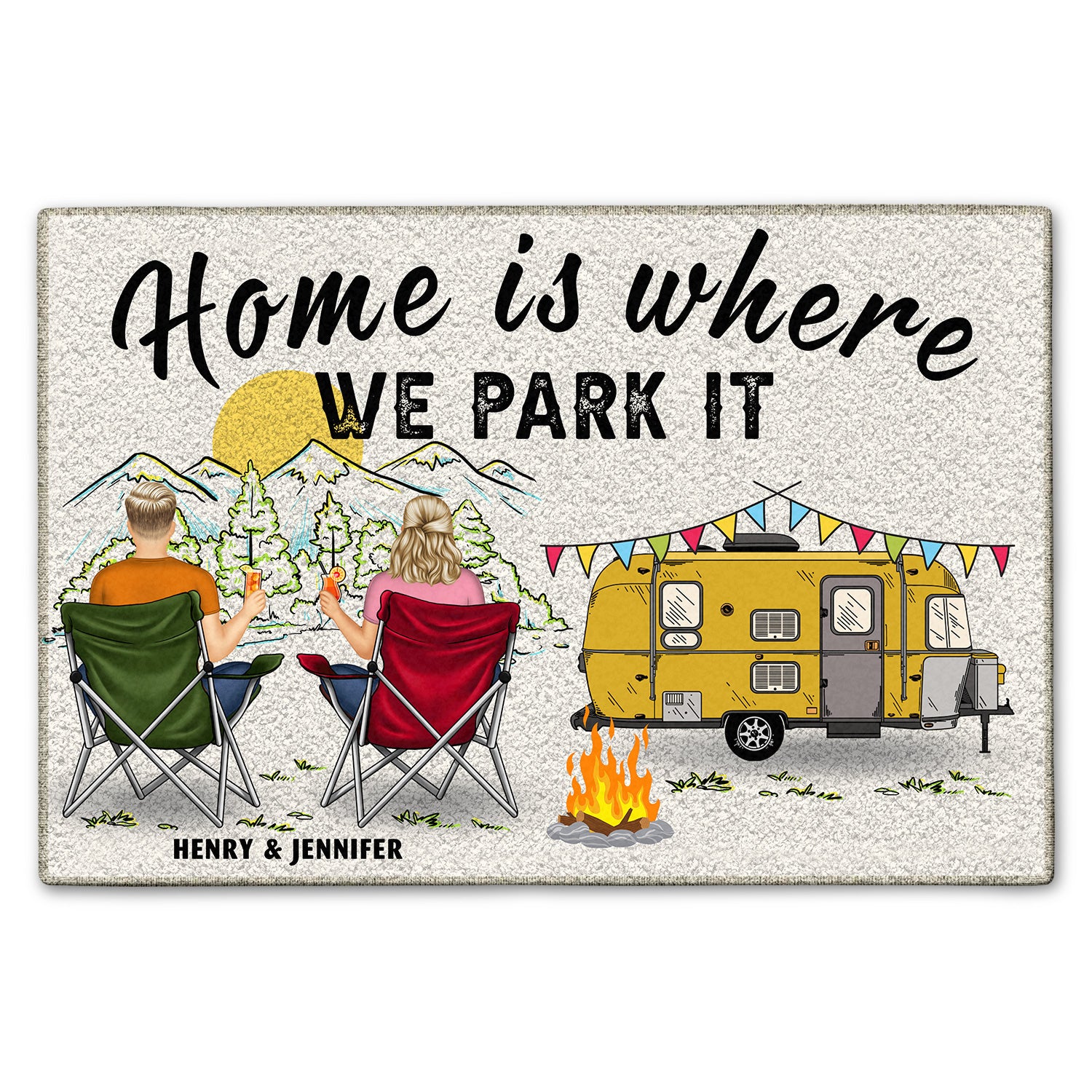 Home Is Where We Park It Gift For Camping Lovers Custom Doormat