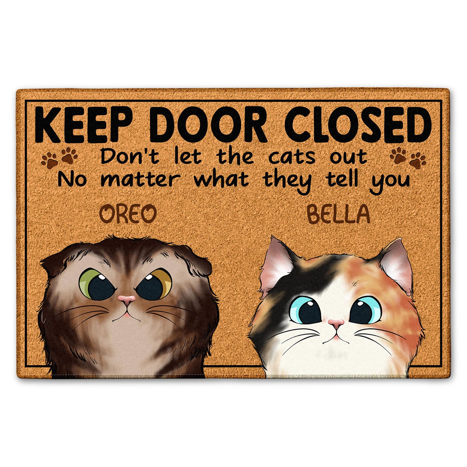 Keep The Door Closed Don'T Let The Cats Out Birthday, Home Warming, Decor Gift For Cat Mom, Cat Dad, Cat Lovers Custom Doormat
