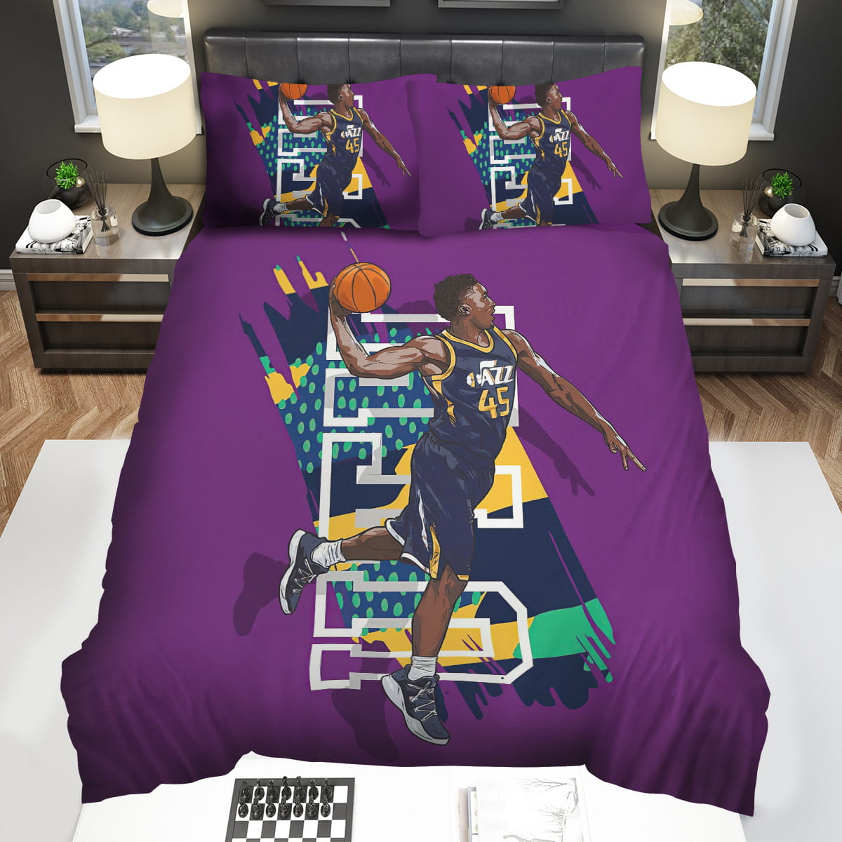 Utah Jazz Donovan Mitchell Dunking In Digital Bedding Sets Gift For Christmas Thanksgiving Halloween