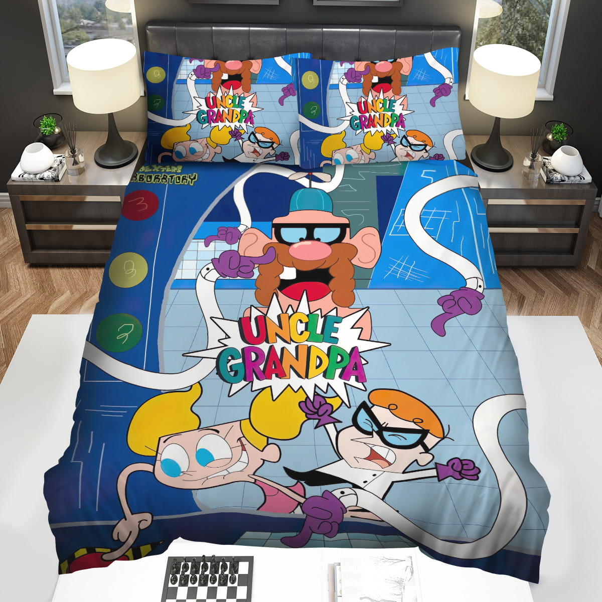 Uncle Grandpa & Dexters Laboratory Crossover Bedding Sets Gift For Christmas Birthday Thanksgiving