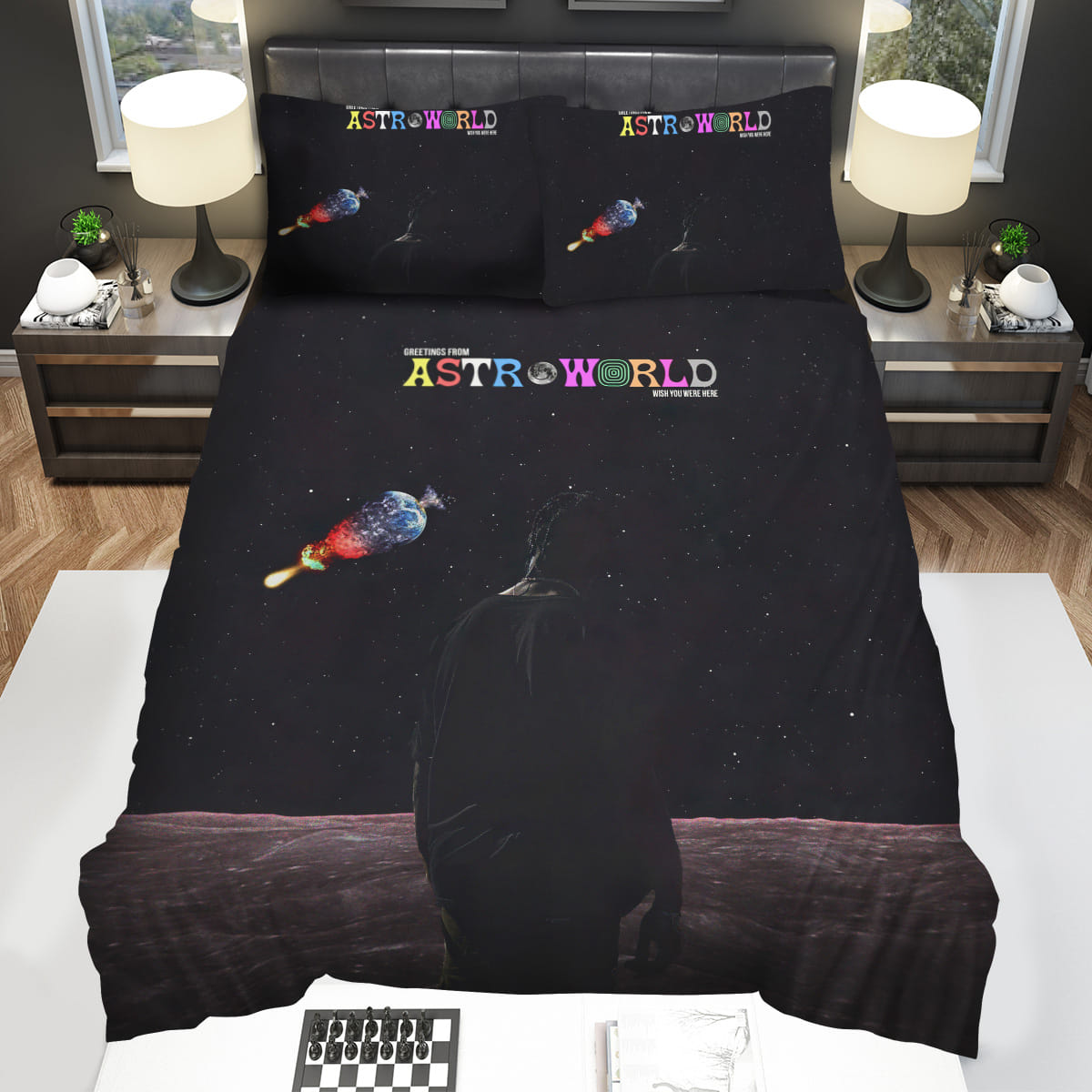 Travis Scott Greetings From Astroworld Wish You Were Here Tour Bedding Sets Gift For Christmas Thanksgiving Halloween