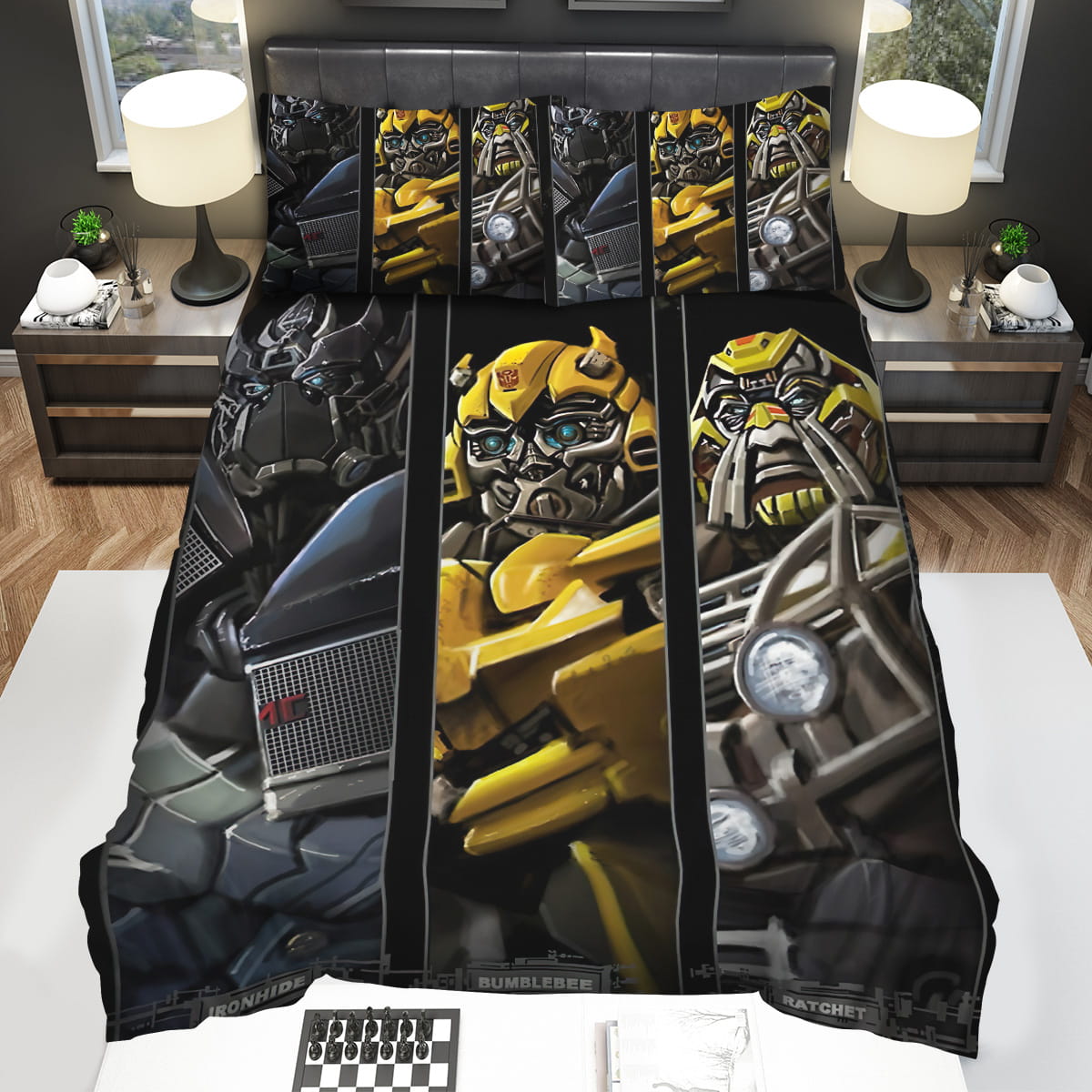 Transformer Bumblebee Ironhide & Rachet Portraits Decorative Bedding Sets with Duvet Cover Flatsheet Pillowcase