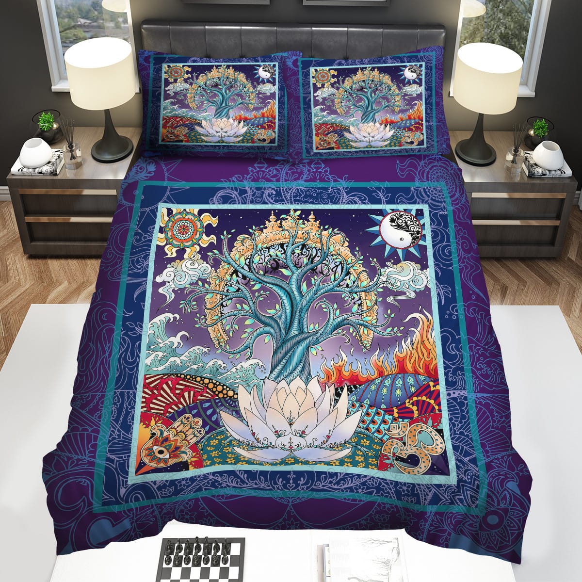 Tree of Life Lotus Hamsa Hand Bedding Sets Duvet Cover Flatsheet Pillowcase