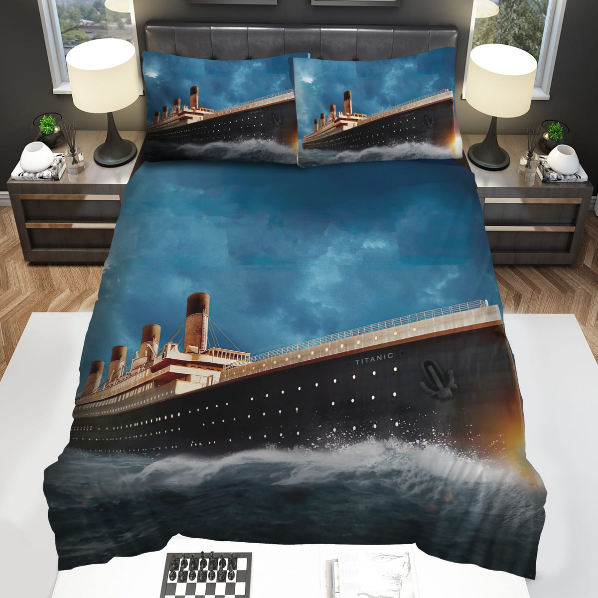Titanic The Largest Ship Afloat At The Time Illustration Decorative Bedding Sets with Duvet Cover Flatsheet Pillowcase