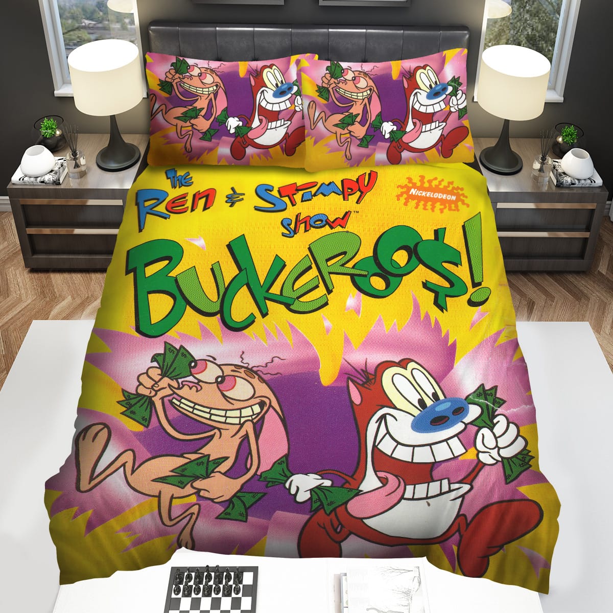 The Ren And Stimpy Show Buckeroos Decorative Bedding Sets with Duvet Cover Flatsheet Pillowcase
