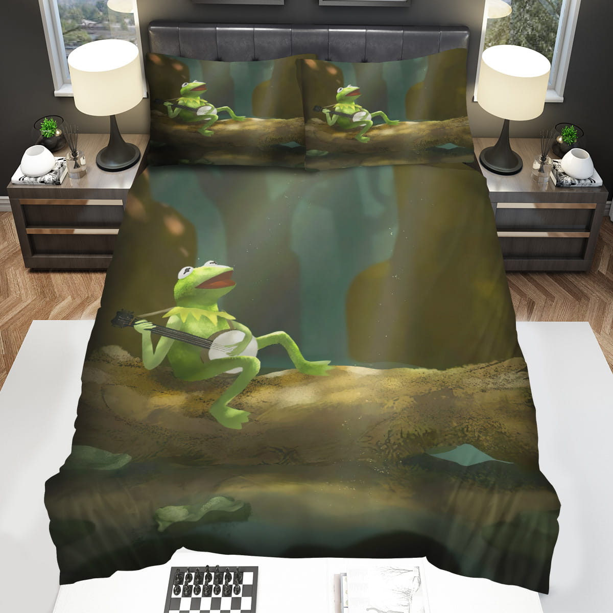The Muppets Kermit The Frog Playing His Banjo In Jungle Painting Bedding Sets Duvet Cover Flatsheet Pillowcase