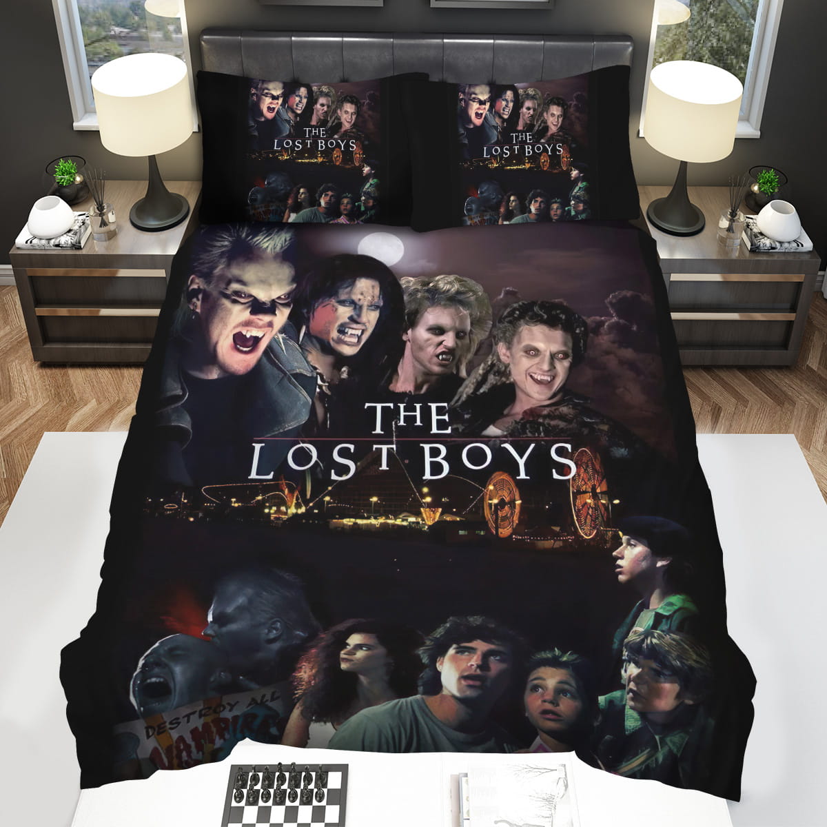 The Lost Boys Art Angry Of Four People With The Face Of People Are Afraid Movie Poster Decorative Bedding Sets with Duvet Cover Flatsheet Pillowcase