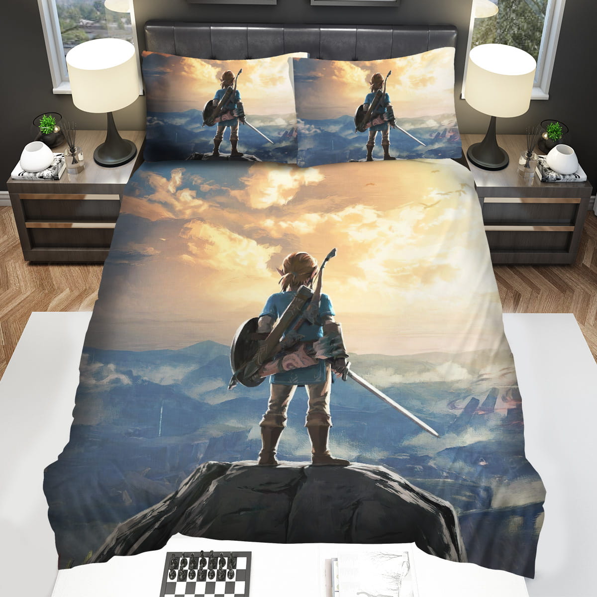 The Legend Of Zelda Link Standing On The Top Of The Mountain Painting Bedding Sets Gift For Christmas Birthday Thanksgiving