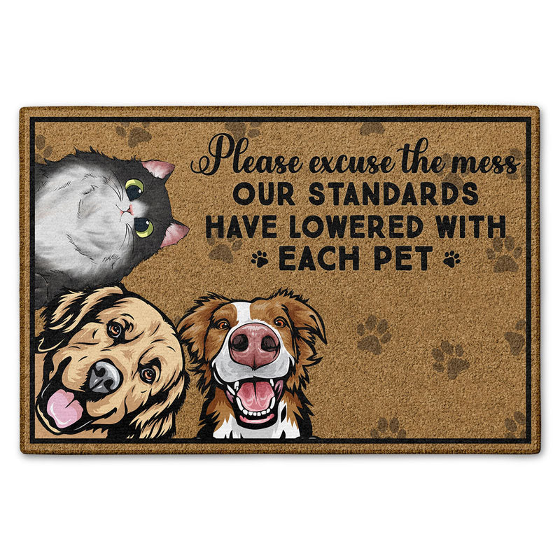 Please Excuse The Mess Home Decor, Birthday, Housewarming Gift For Dog Lovers & Cat Lovers Custom Doormat