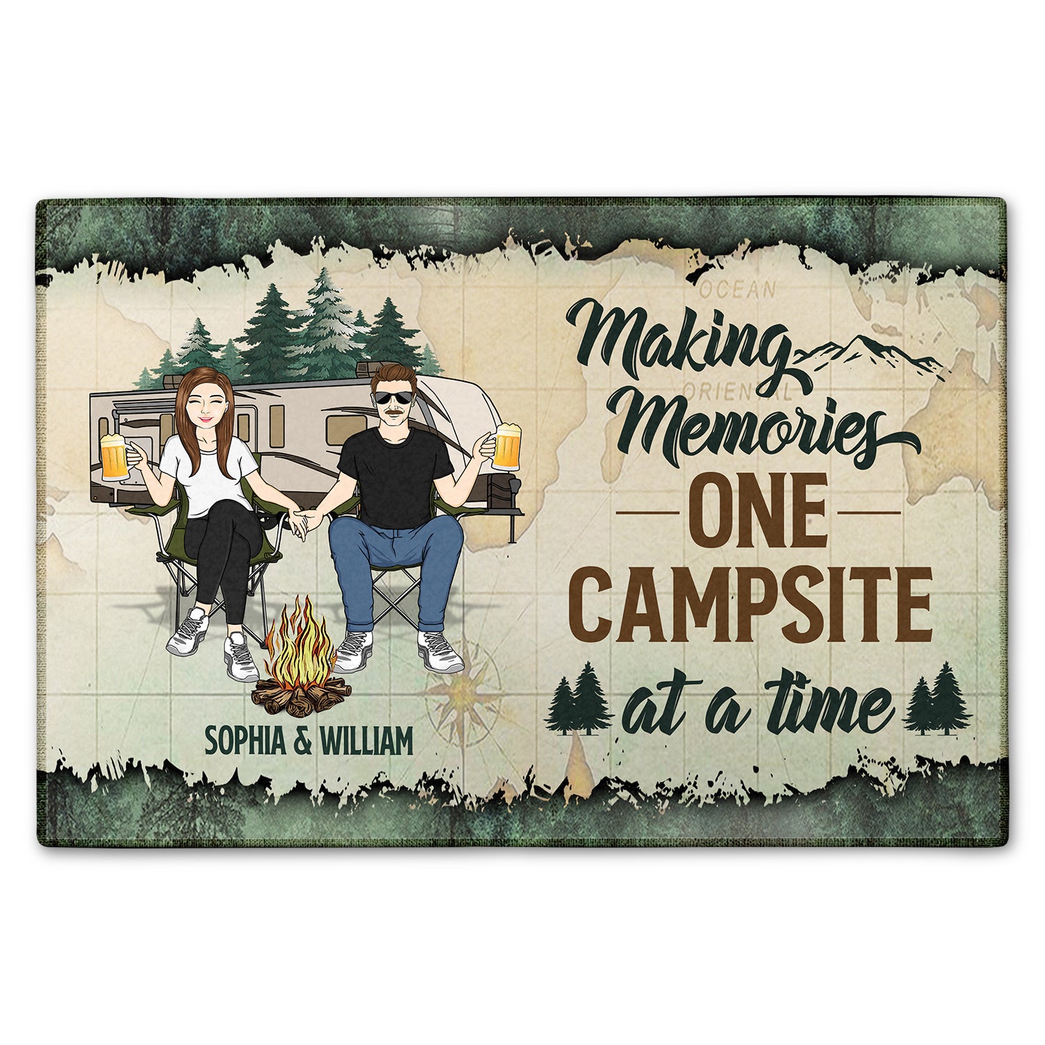 Making Memories One Campsite At A Time Gift For Camping Lovers, Campsite, Camping Decor, Couple, Family Custom Doormat