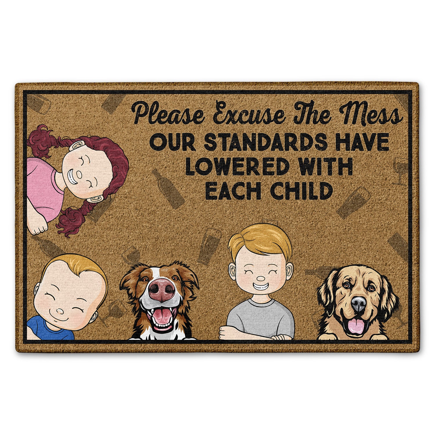 Please Excuse The Mess Our Standards Birthday, Loving, Funny, Home Decor Gift For Dog, Cat Mom, Dad, Pet Lover, Parent, Grandparent Custom Doormat