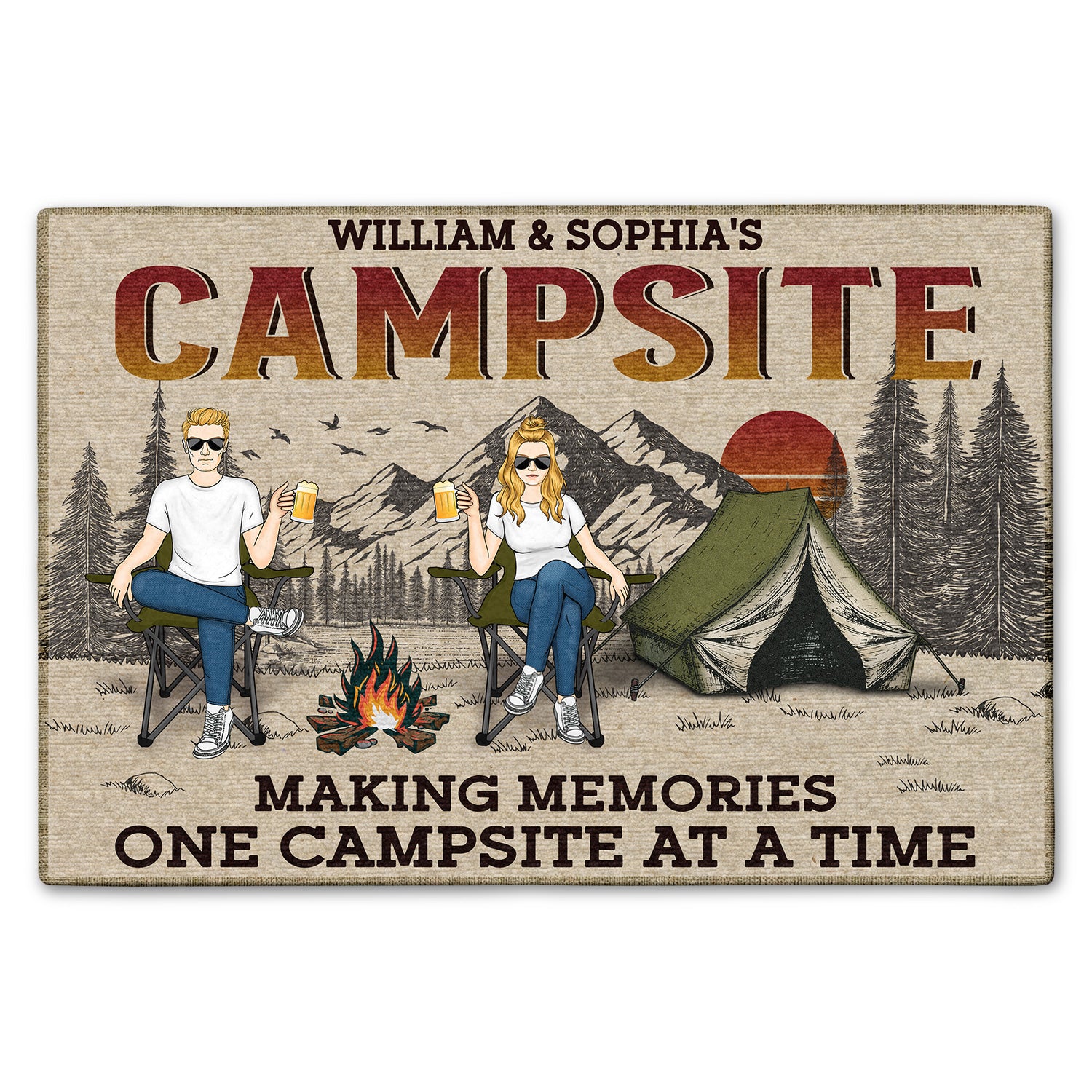 Making Memories One Campsite At A Time Gift For Camping Lovers Custom Doormat