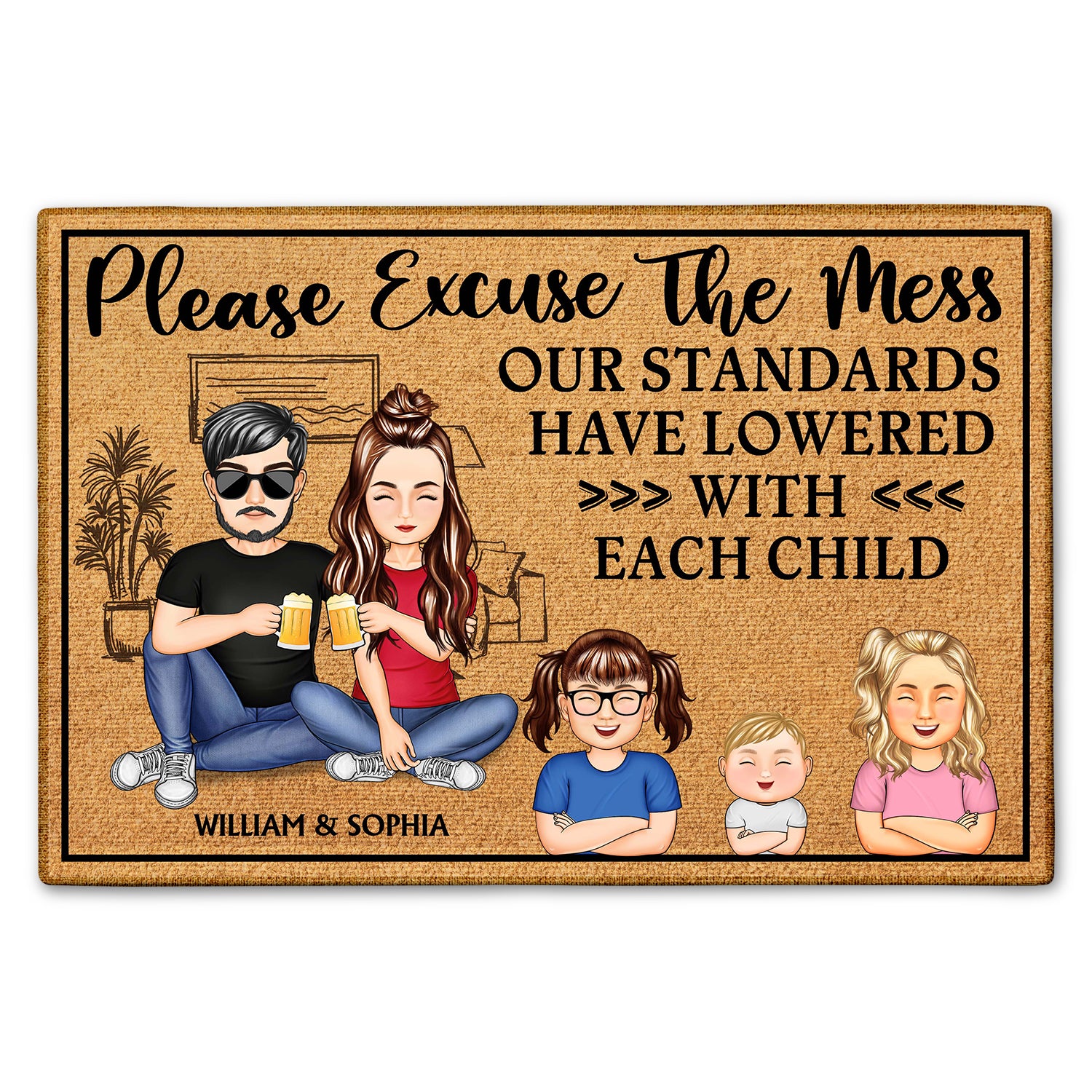 Please Excuse The Mess Our Standards Anniversary, Birthday, Home Decor Gift For Husband, Wife, Couple, Pet Lovers Custom Doormat