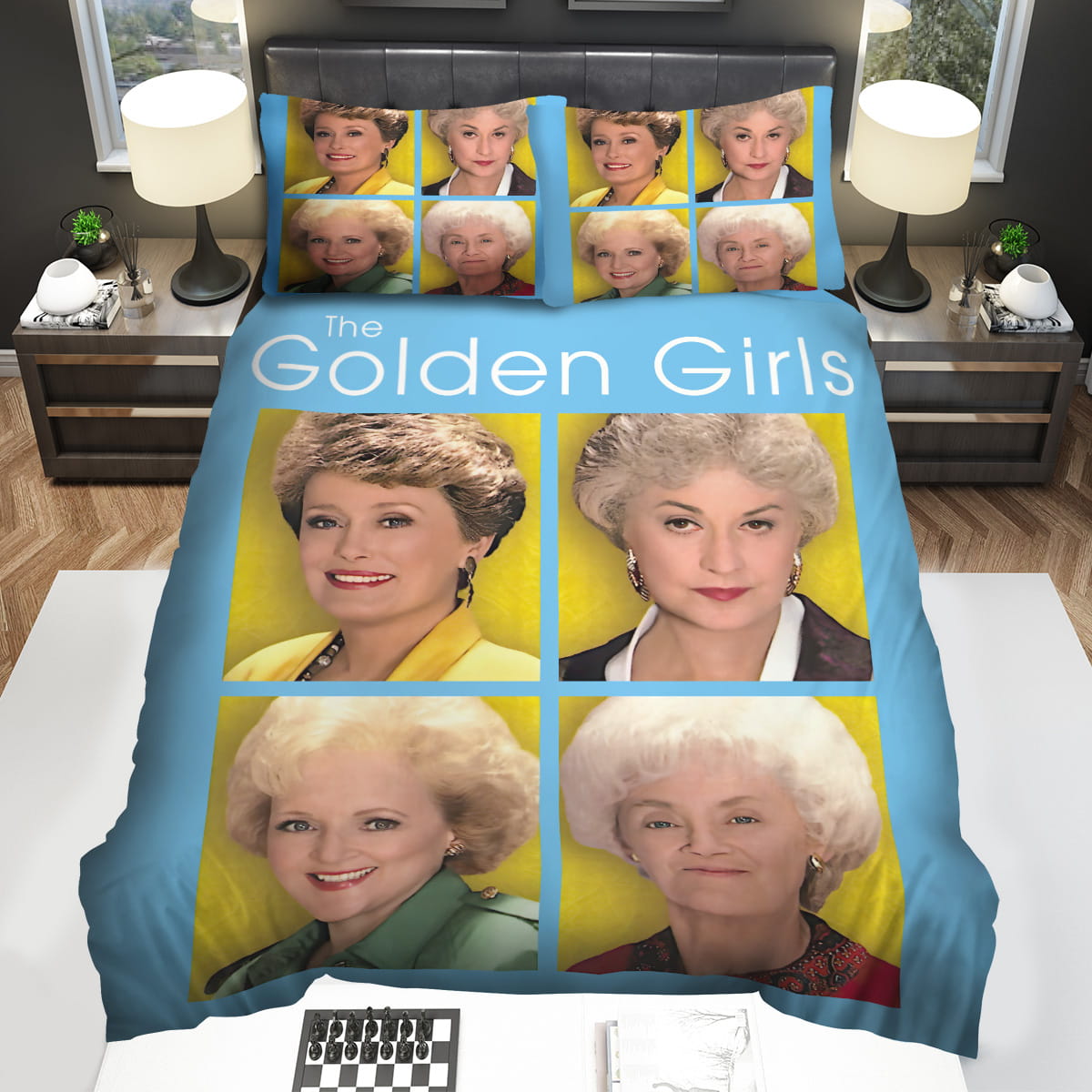 The Golden Girls 1985 Blue Background Bedding Sets Gift For Christmas Thanksgiving Halloween