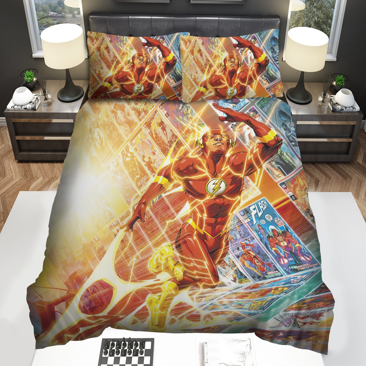 The Flash Running Through Flash Comic Book Coverss Bedding Sets Gift For Christmas Birthday Thanksgiving