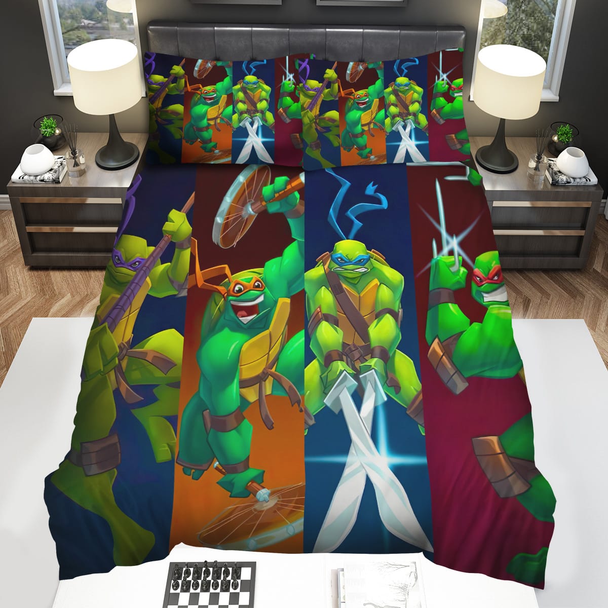 Teenage Mutant Ninja Turtles Split Digital Illustrations Decorative Bedding Sets with Duvet Cover Flatsheet Pillowcase