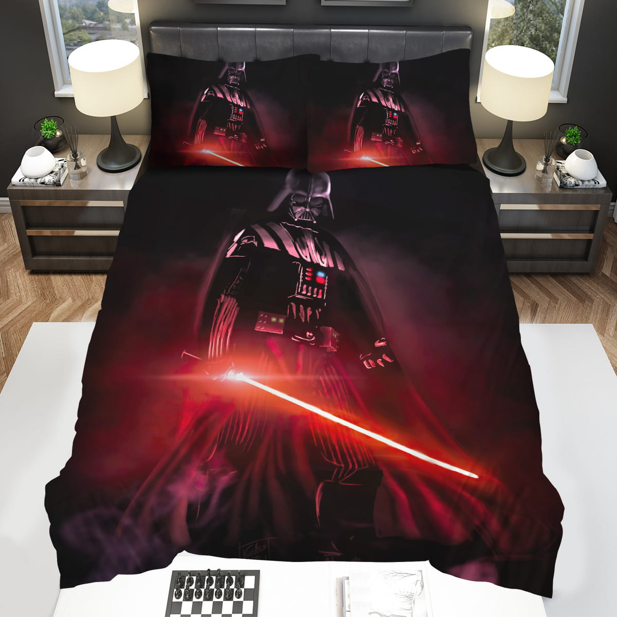 Star Wars Darth Vader Digital Art & Red Lightsaber Decorative Bedding Sets with Duvet Cover Flatsheet Pillowcase