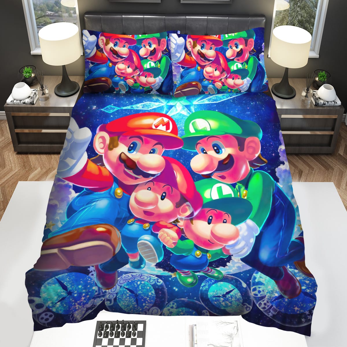 Super Mario & Luigi & Their Baby Decorative Bedding Sets with Duvet Cover Flatsheet Pillowcase