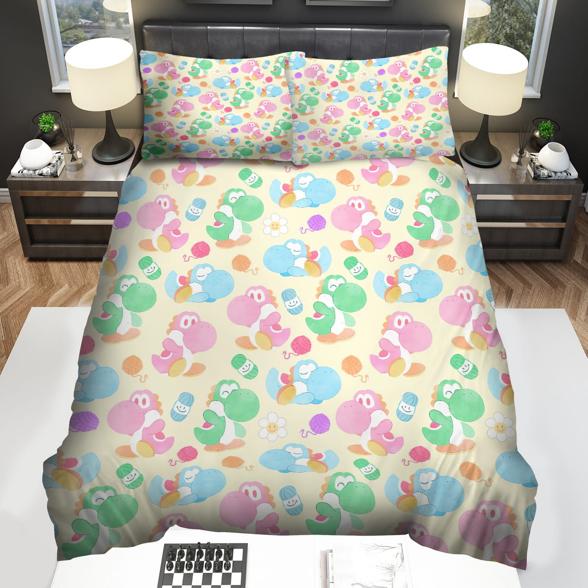 Super Mario Cute & Funny Yoshi In Different Colors Pattern Bedding Sets Gift For Christmas Thanksgiving Halloween