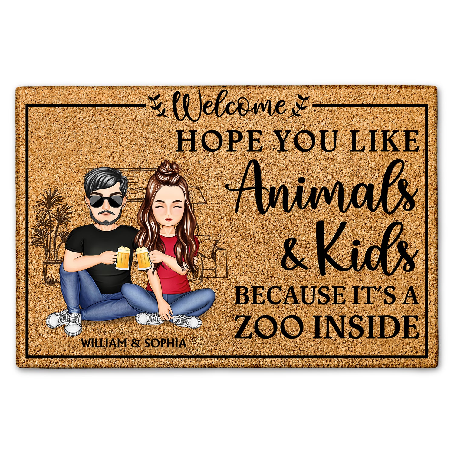 Hope You Like Animals And Kids Anniversary, Birthday, Home Decor Gift For Spouse, Lover, Husband, Wife, Boyfriend, Girlfriend, Couple Custom Doormat