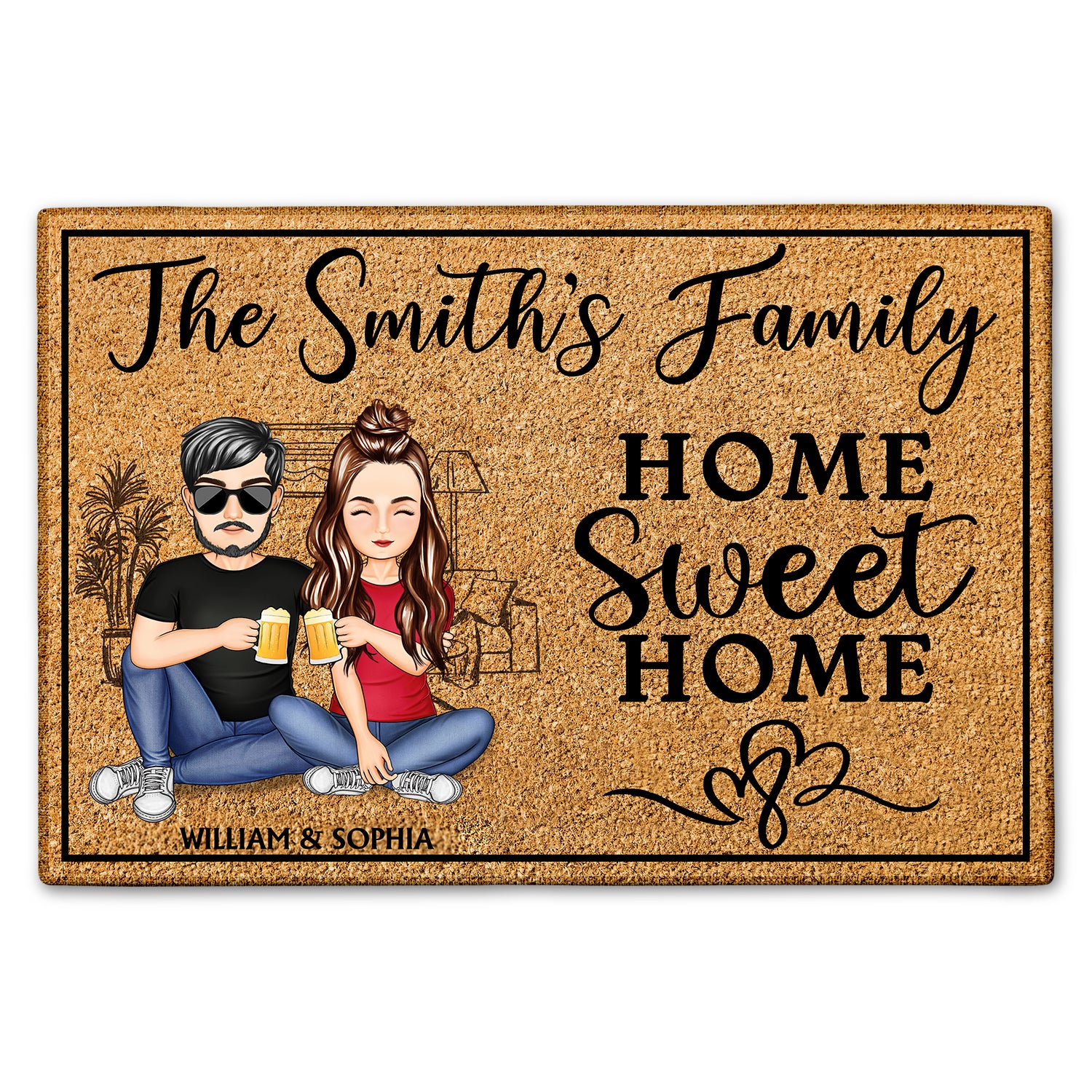 Home Sweet Home Family Anniversary, Birthday, Home Decor Gift For Spouse, Lover, Husband, Wife, Boyfriend, Girlfriend, Couple Custom Doormat