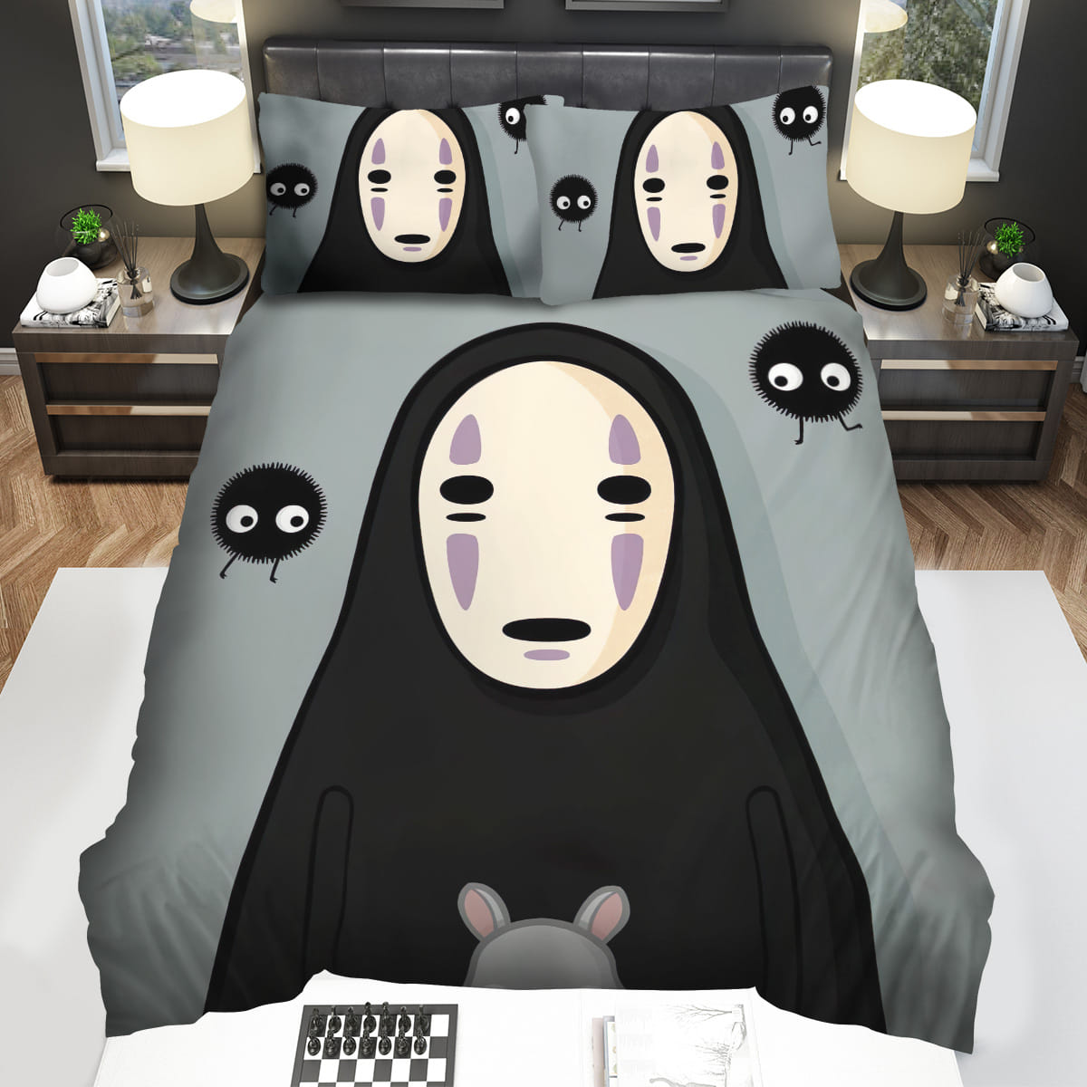 Spirited Away No-Face & The Soot Sprites Illustration Decorative Bedding Sets For Fan