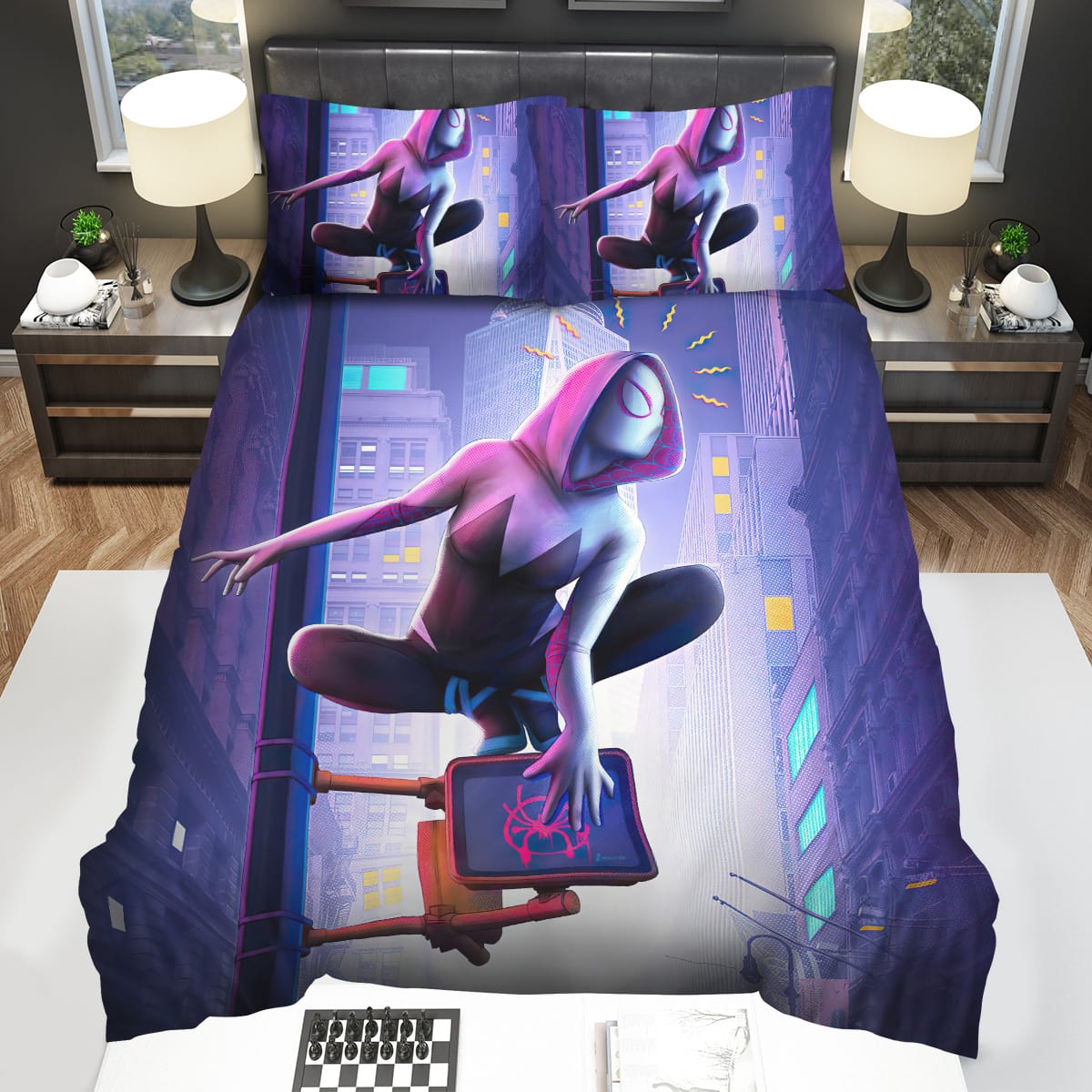 Spider-Gwen From Into The Spider Verse Digital Art Bedding Sets Gift For Christmas Birthday Thanksgiving