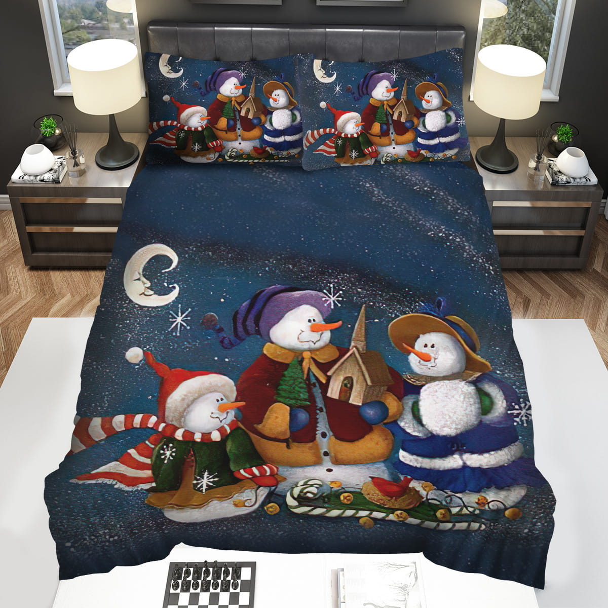 Snowman Merry Christmass Bedding Sets Duvet Cover Flatsheet Pillowcase