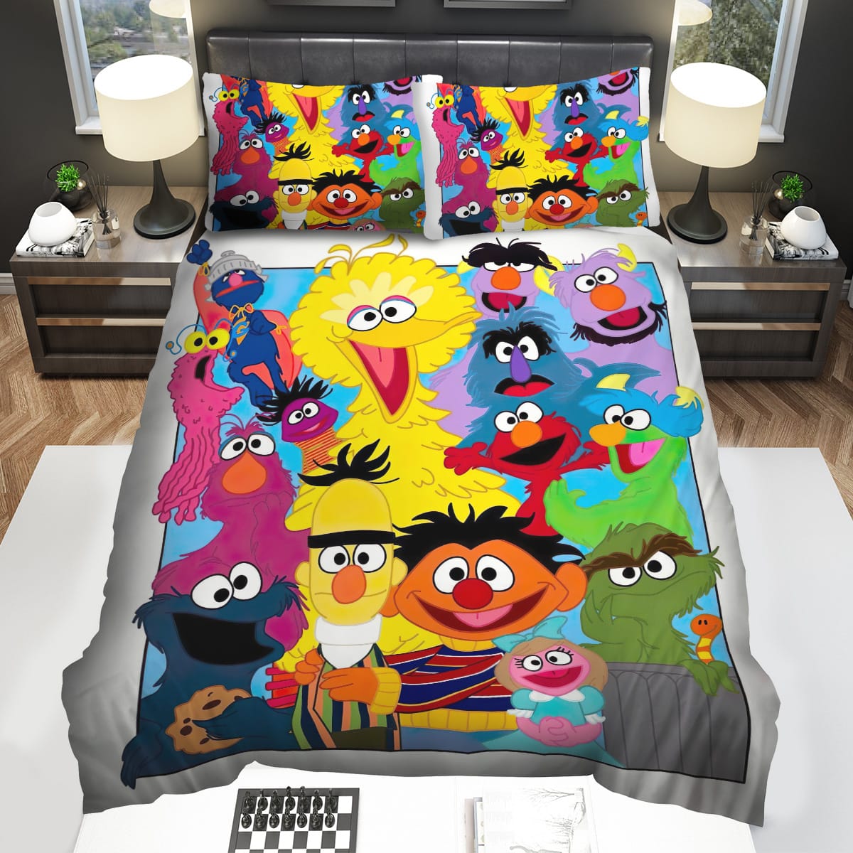 Sesame Street Big Bird Grover Berts Decorative Bedding Sets with Duvet Cover Flatsheet Pillowcase
