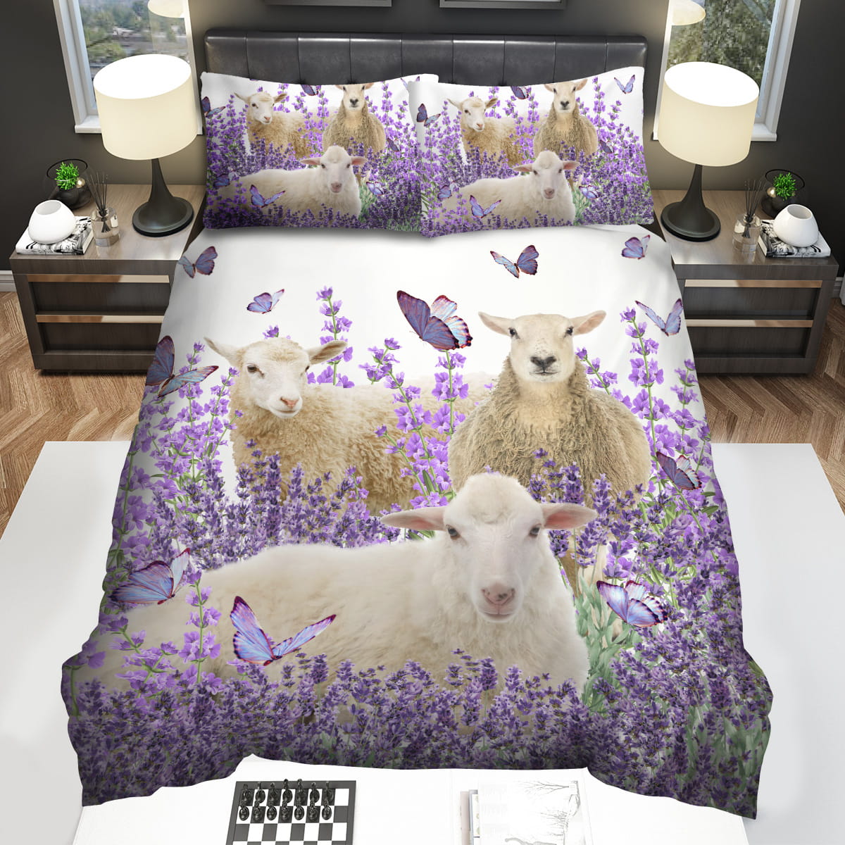 Sheep And Lavenders Bedding Sets Gift For Christmas Thanksgiving Halloween