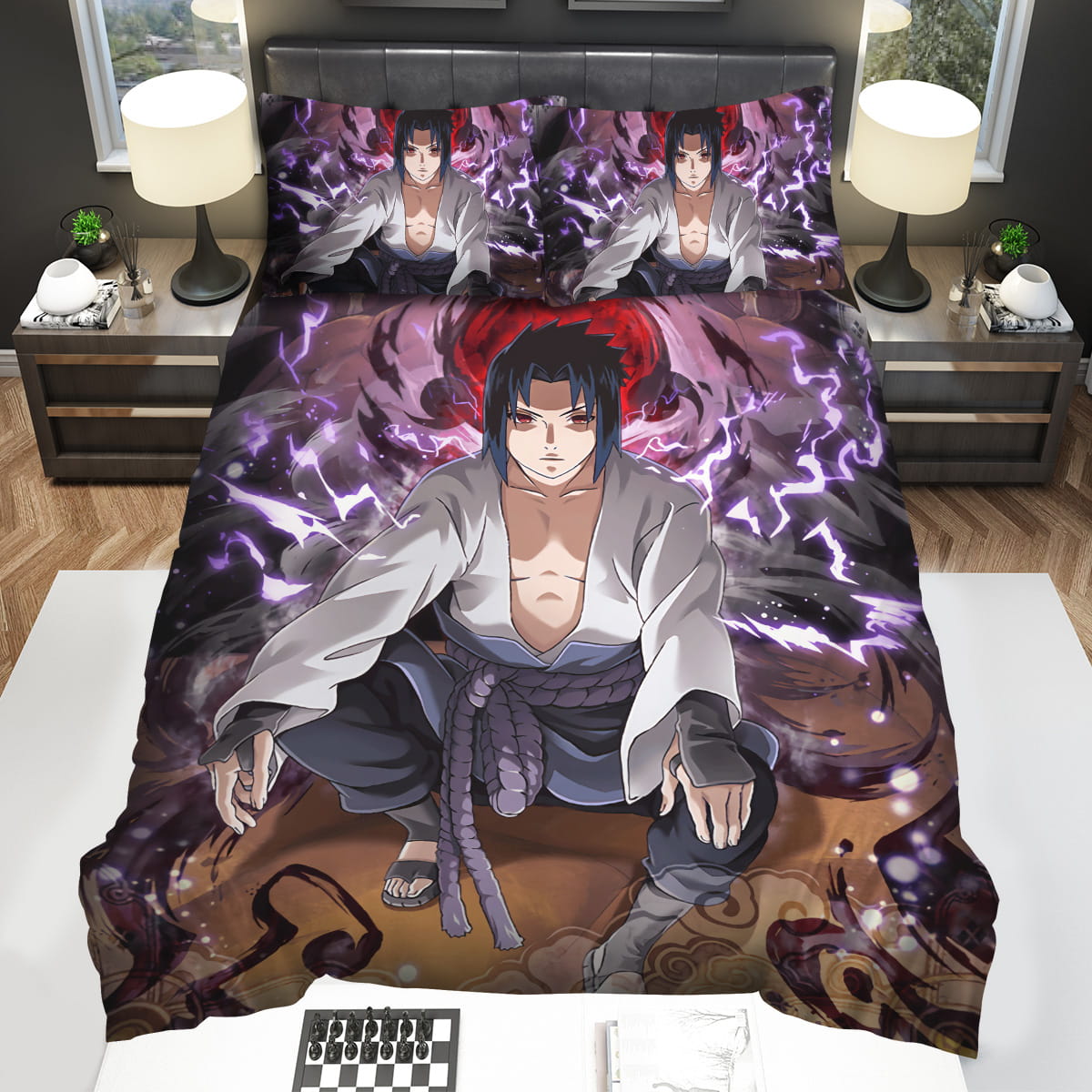Sasuke With Power Of Sharingan Artwork Bedding Sets Gift For Christmas Thanksgiving Halloween