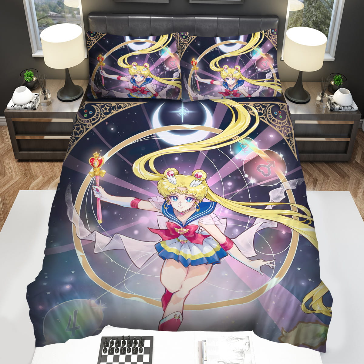 Sailor Moon Usagi Tsukino Using Spiral Heart Moon Rod Decorative Bedding Sets For Fan