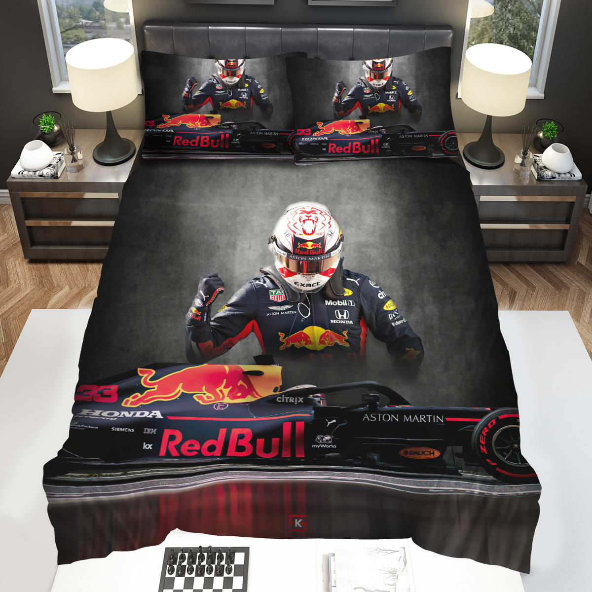 Red Bull Formula Bedding Sets Gift For Christmas Thanksgiving Halloween