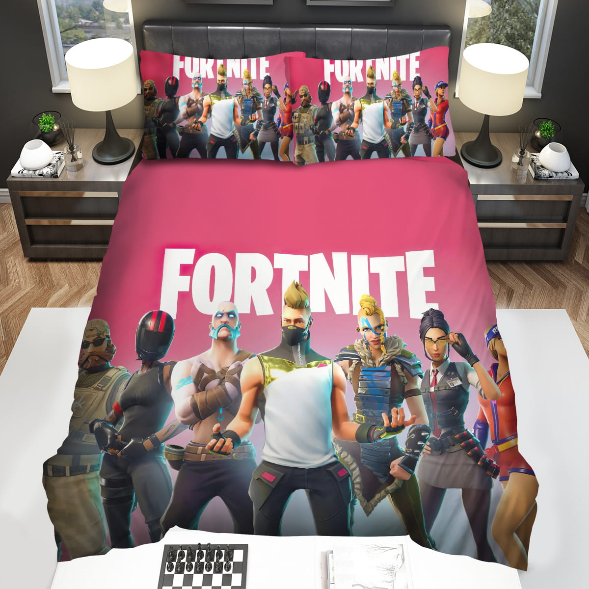 Red Fortnite Gamer Bedding Sets Duvet Cover Flatsheet Pillowcase