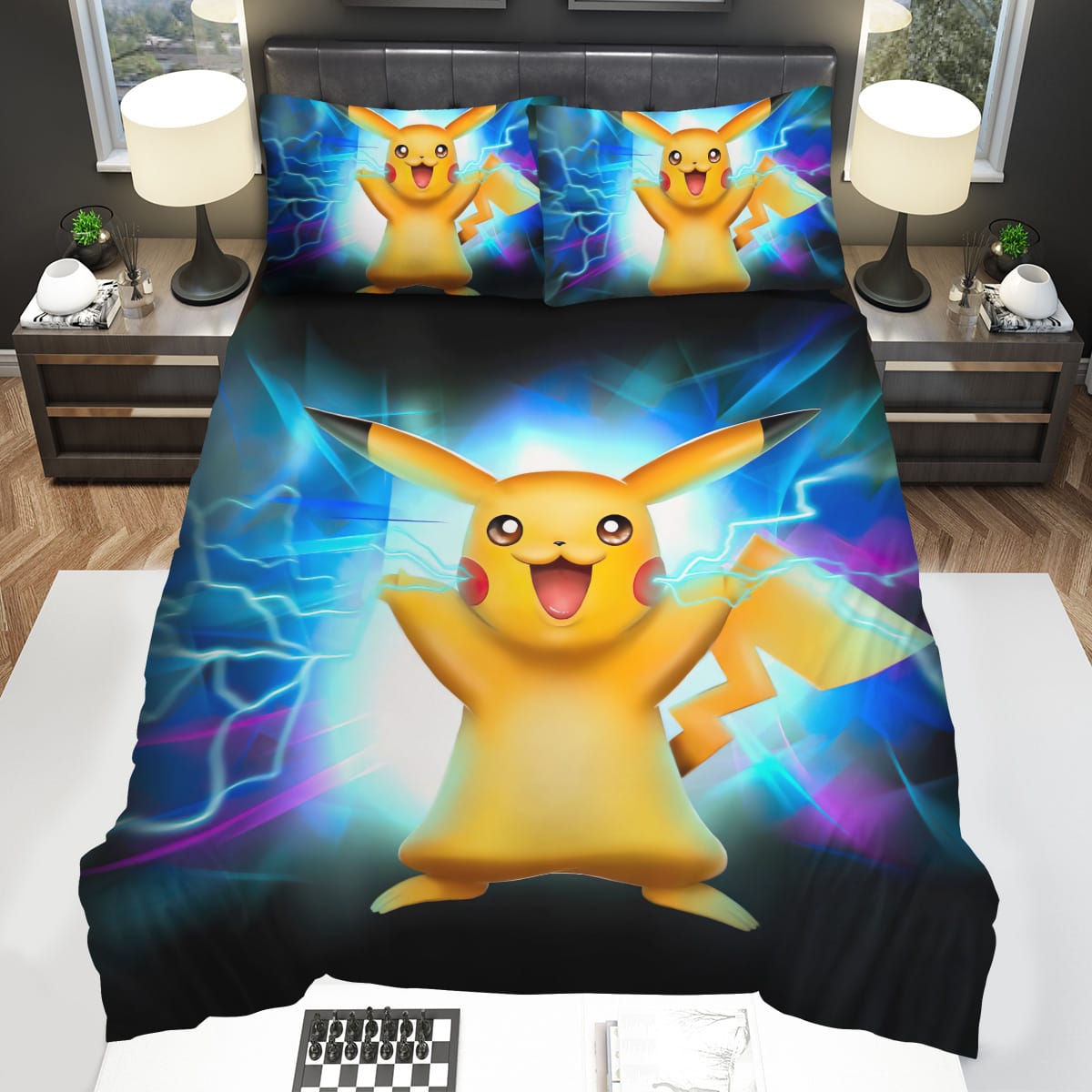Pokemon Pikachu With Reed Cheeks Caps Decorative Bedding Sets with Duvet Cover Flatsheet Pillowcase