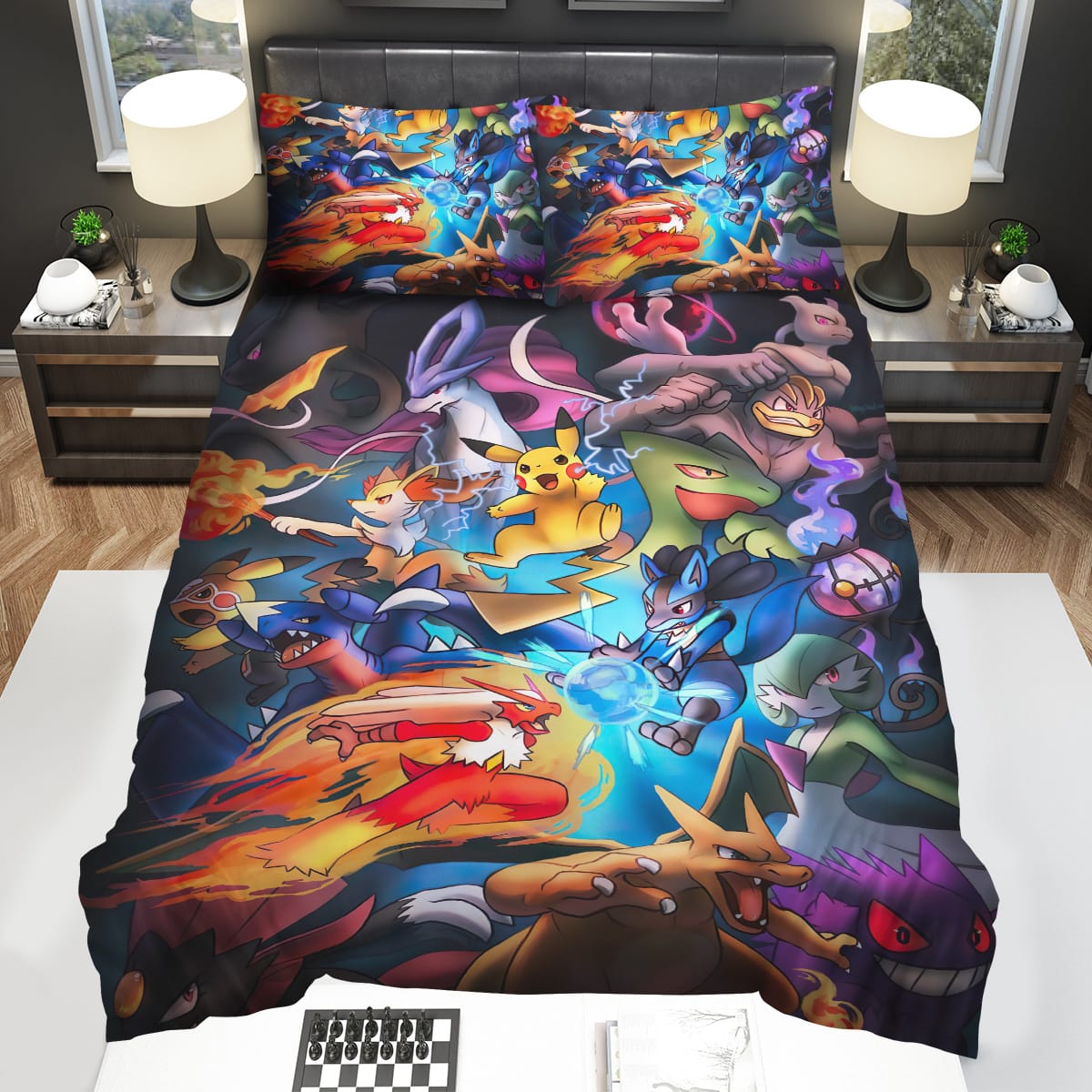 Pokemon Pokemons Fighting Charizard Pikachu Bedding Sets Gift For Christmas Thanksgiving Halloween