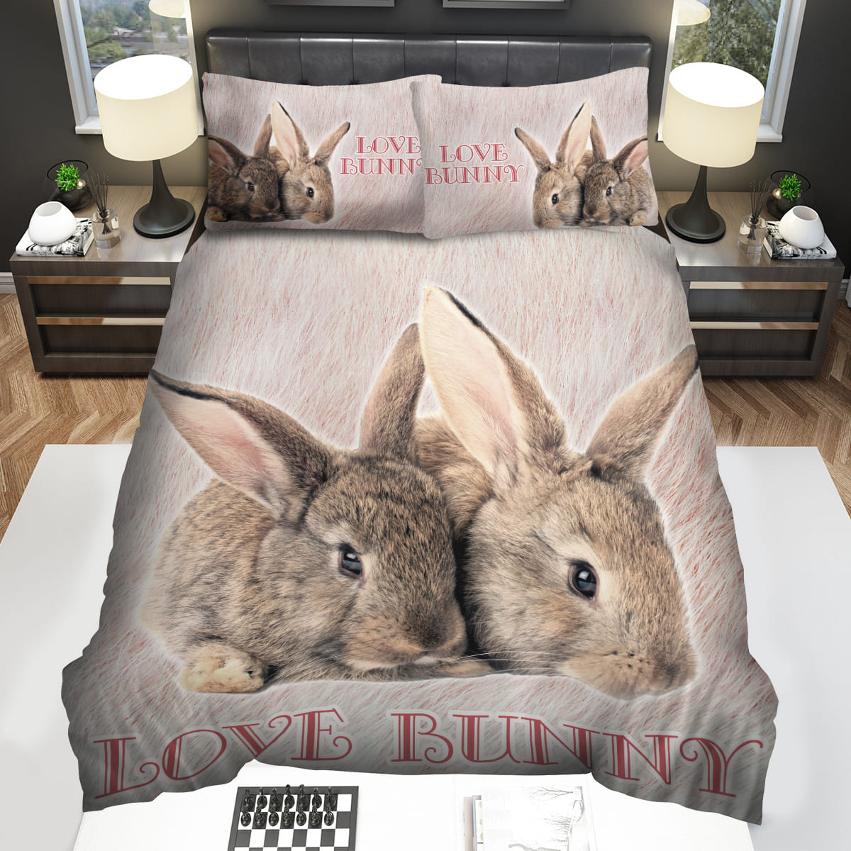 Rabbit Love Bunnys Decorative Bedding Sets with Duvet Cover Flatsheet Pillowcase